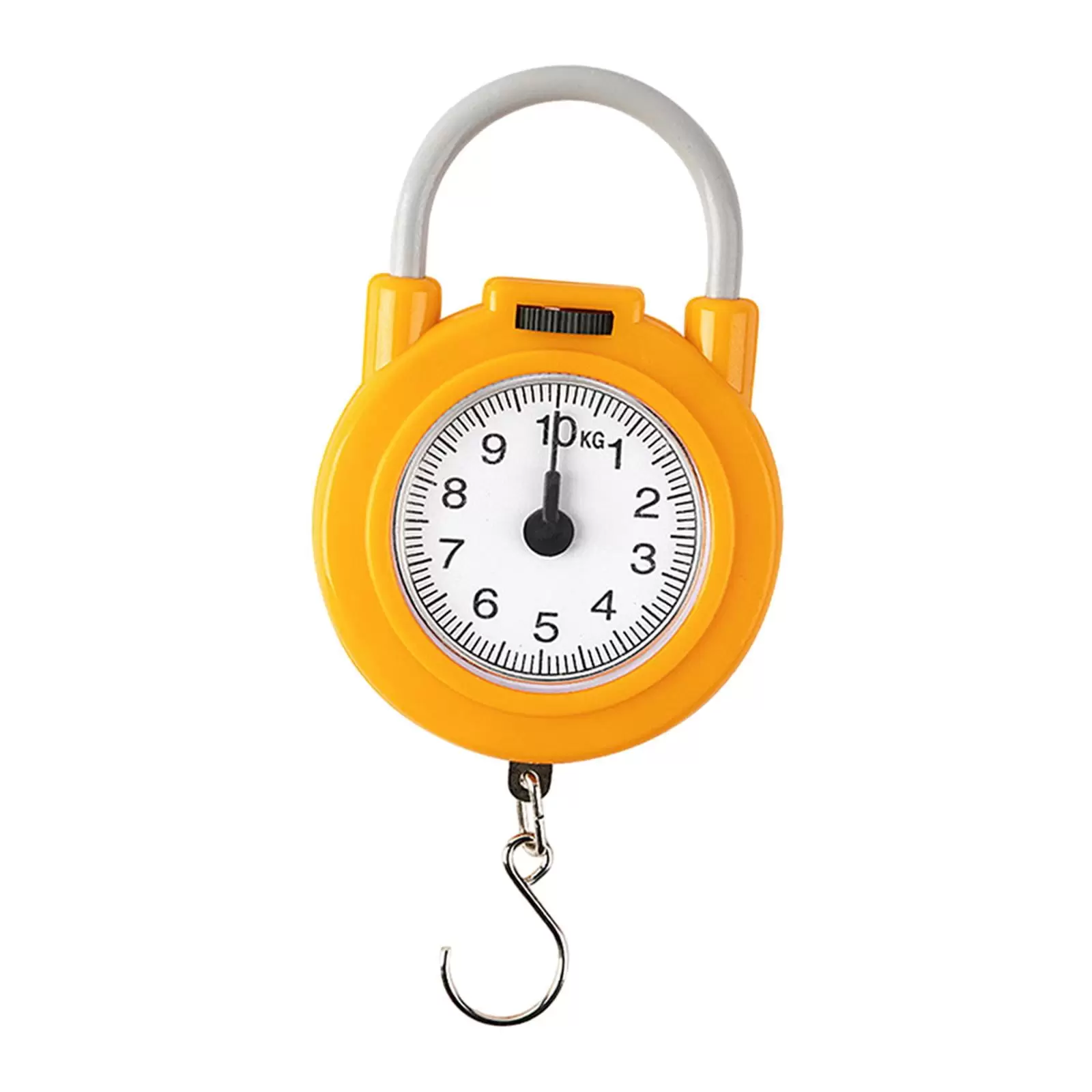 Miulika Luggage Scale Fishing Scale 10kg Weighing Scales Durable. Household Parcels Weighing. Mini Pointers Hook Spring Hanging Scale Yellow