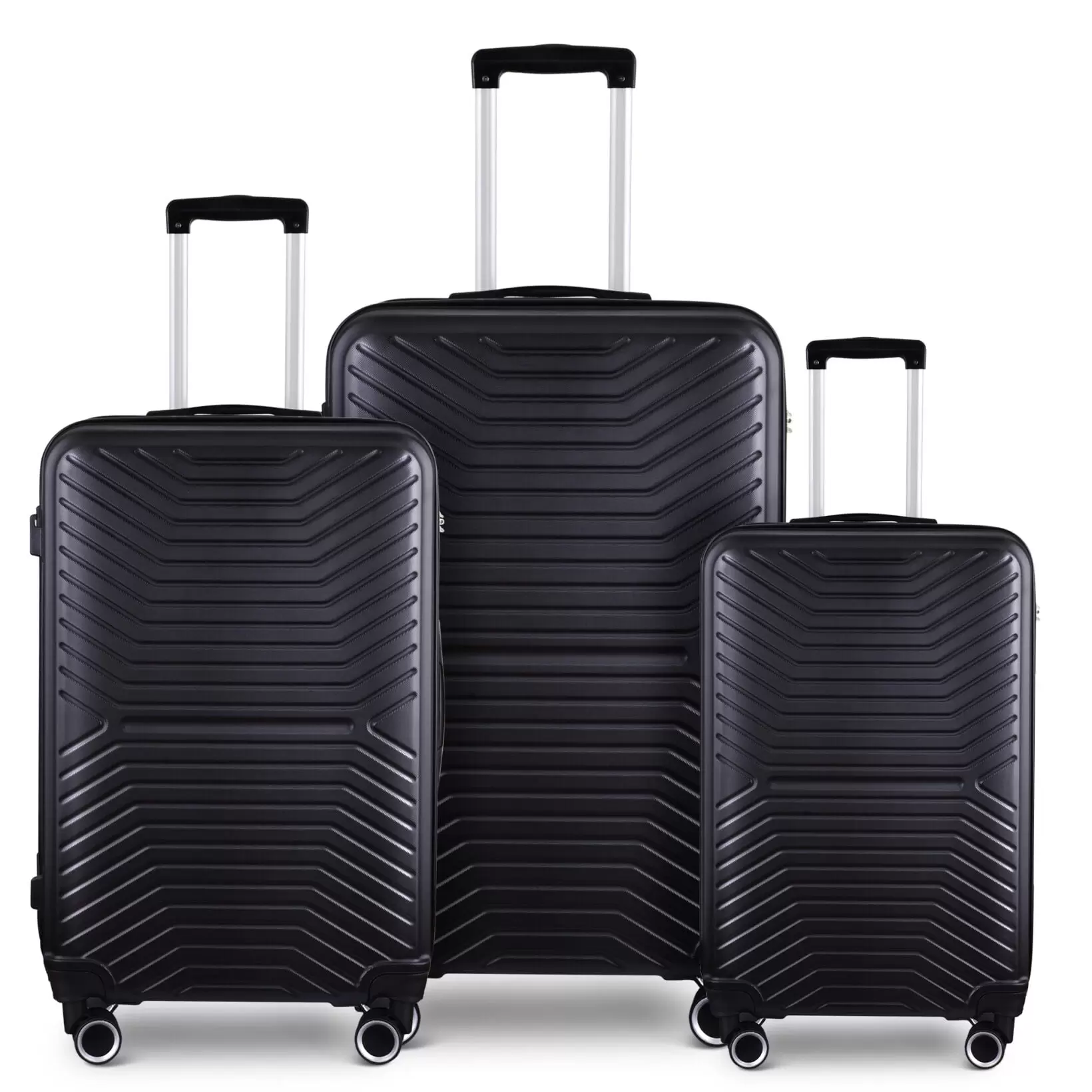 Modern Expandable Luggage Set of 3. Lightweight ABS Hardshell Luggage with Handle. Spinner Wheels and TSA Lock. Portable Suitcase Sets for Travel. 20''+24''+28''. Black