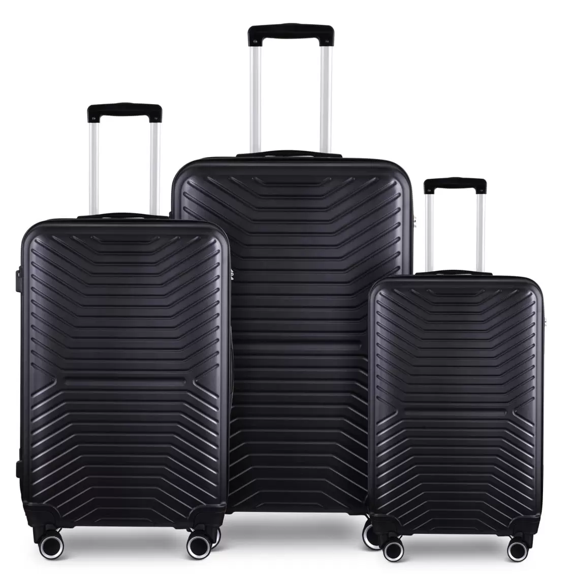 Modern Luggage Sets 3 Piece Suitcase Set 20/24/28 with 360?? Swivel Wheel and TSA Lock. Carry on Luggage Airline Approved with Telescoping Handle and Hook. Enhanced ABS Durable Suitcase. Black