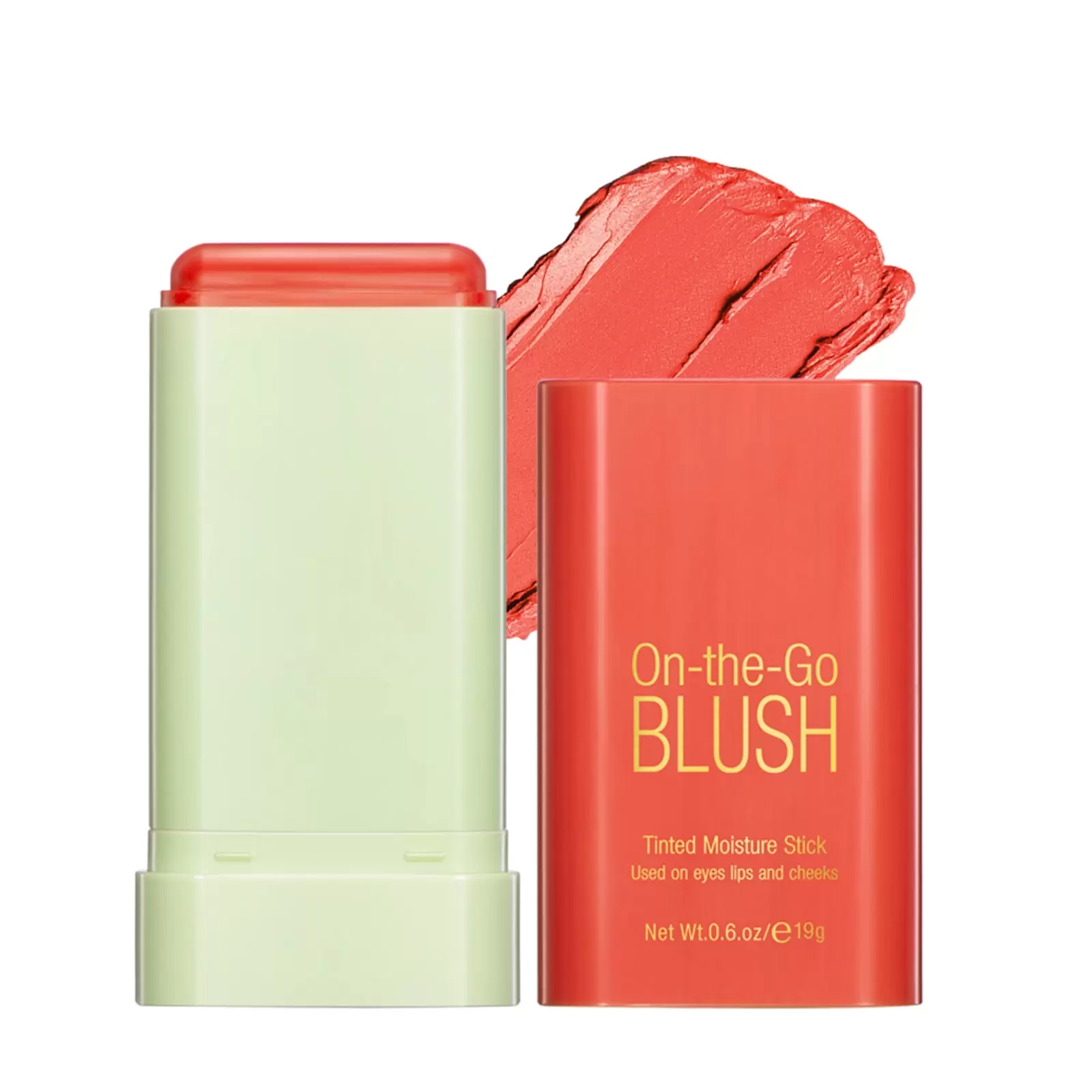 Multi-Use Blush Stick - 19ml Solid Stick for Lips. Cheeks. and Eyes. Waterproof and Creamy Makeup in Red Orange Shade