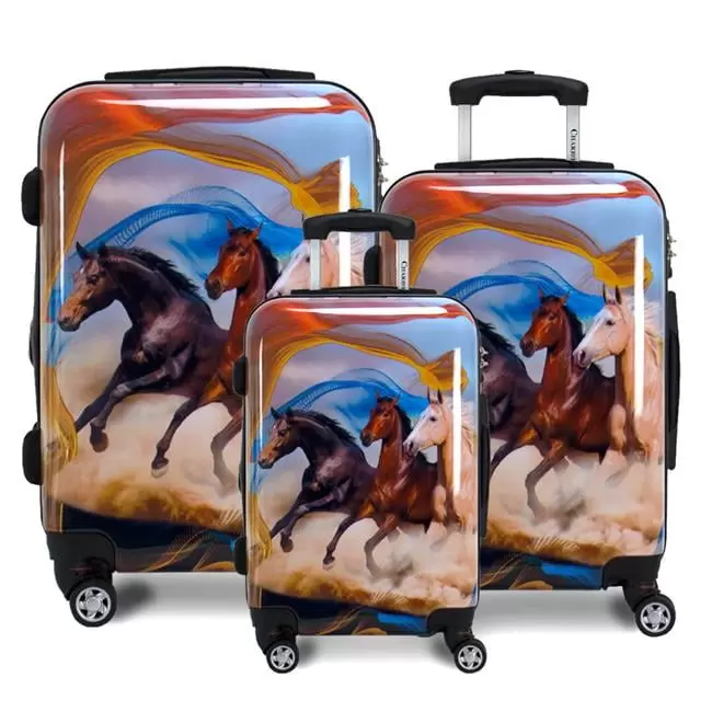 Mustang Horse 3-Piece Hardside Expandable Spinner Luggage Set