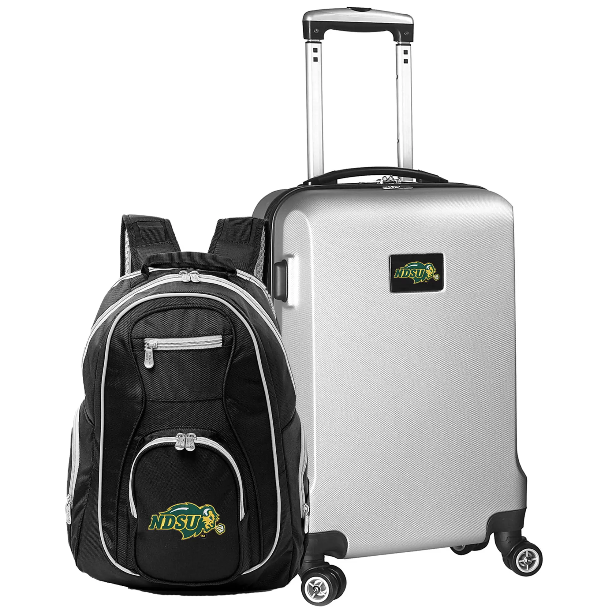 NDSU Bison Deluxe 2-Piece Backpack and Carry-On Set - Silver