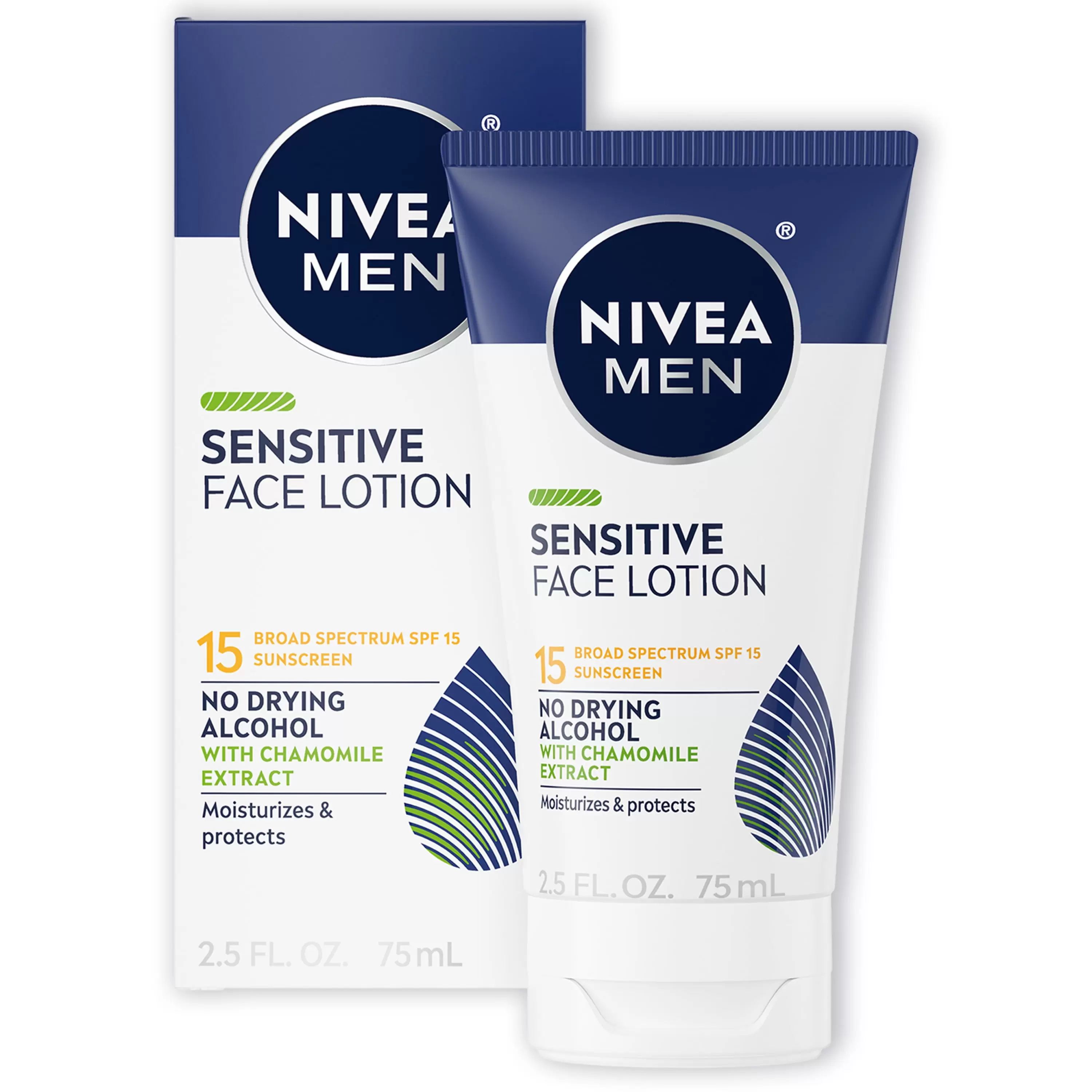 NIVEA MEN Sensitive Face Lotion with Broad Spectrum Sunscreen. SPF 15. 2.5 fl oz Tube