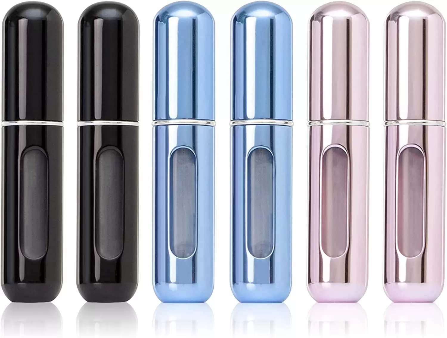 NOGIS 6Pcs Perfume Travel Refillable Bottle. Portable Refillable Perfume Atomizer. 5ml Travel Size Perfume Sprayer for Gift. Dating.Traveling Outgoing.Mini Perfume Atomizer (Black. Blue. Pink)