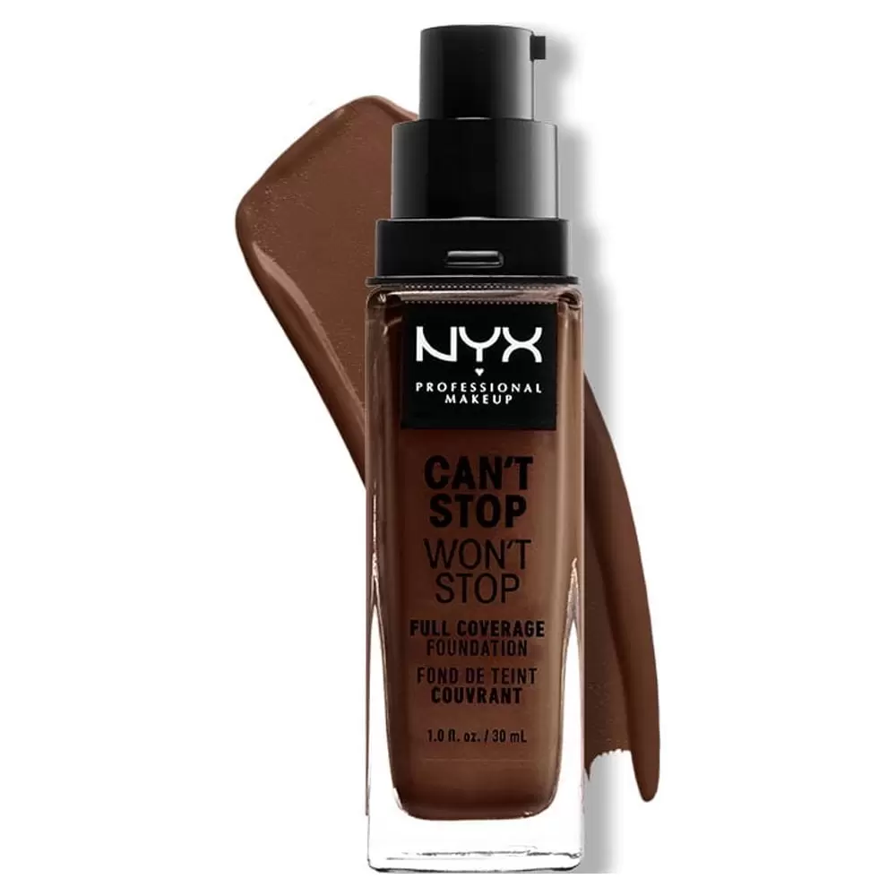 NYX Professional Makeup Can't Stop Won't Stop 24hr Full Coverage Liquid Foundation. Matte Finish. Waterproof. Warm Walnut