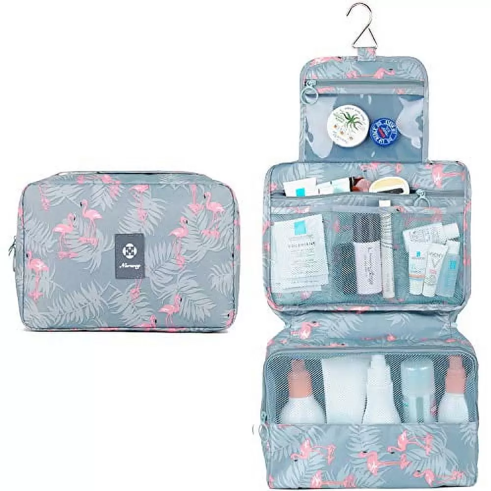 Narwey Hanging Travel Toiletry Bag Waterproof Cosmetic Make-up Organizer.Flamingo