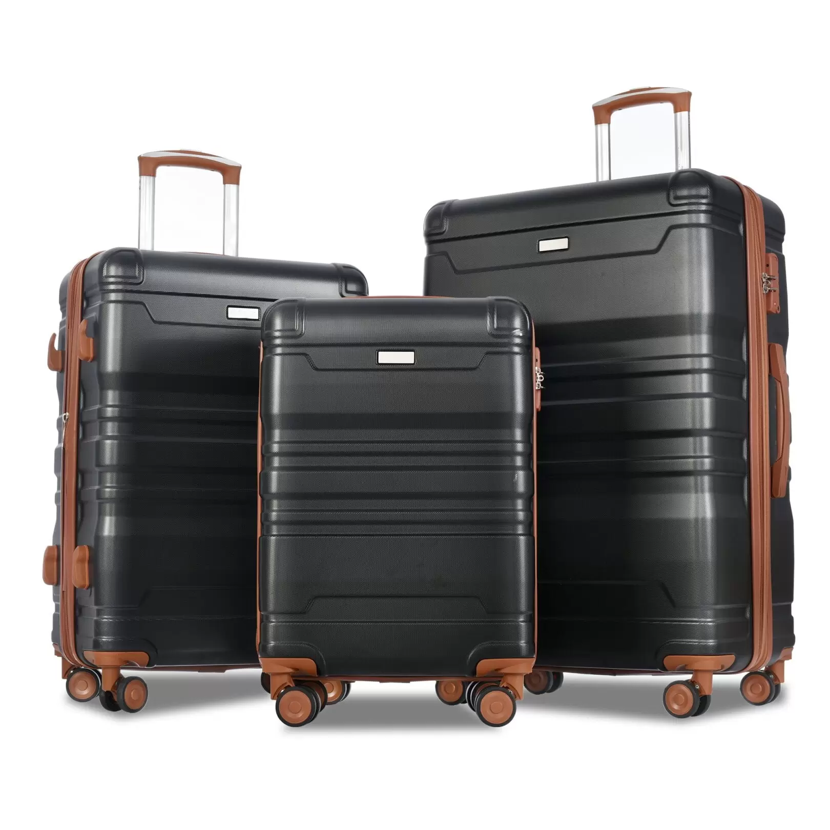 New Model Expandable Luggage Sets. ABS Hardshell 3pcs Luggage with TSA Lock. Hardside. Spinner Wheels. 20''24''28''Lightweight Durable Suitcase sets. Black+Brown