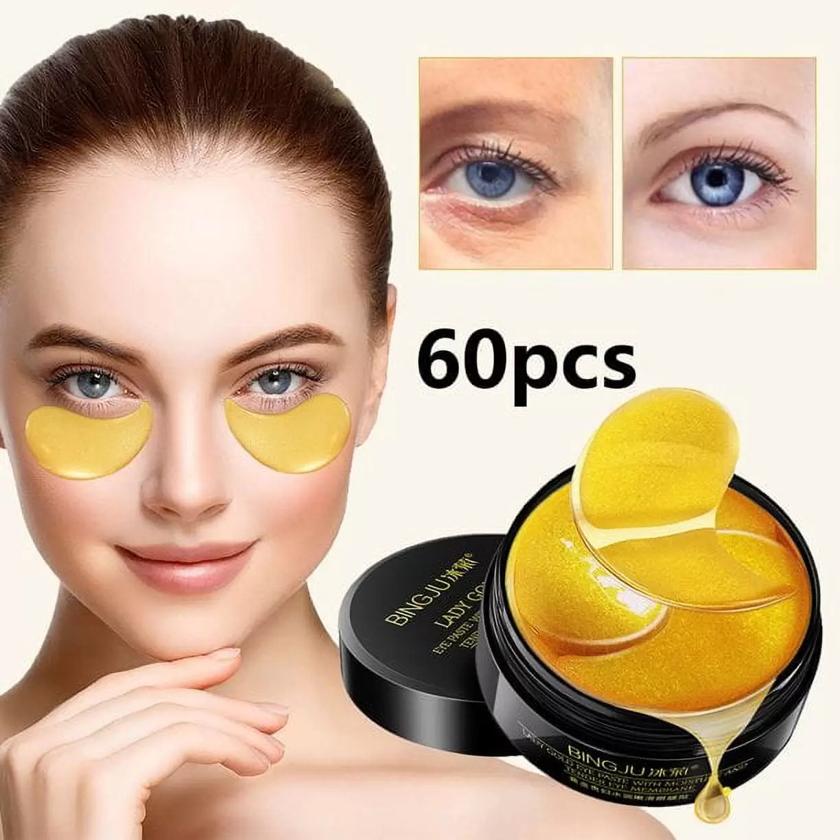 Nightwill 24k Gold Eye Masks. Collagen Under Eye Patches. Eye Gel Treatment Mask. Under Eye Bags Treatment. Under Eye Pads for Dark Circles.Under Eye Bags