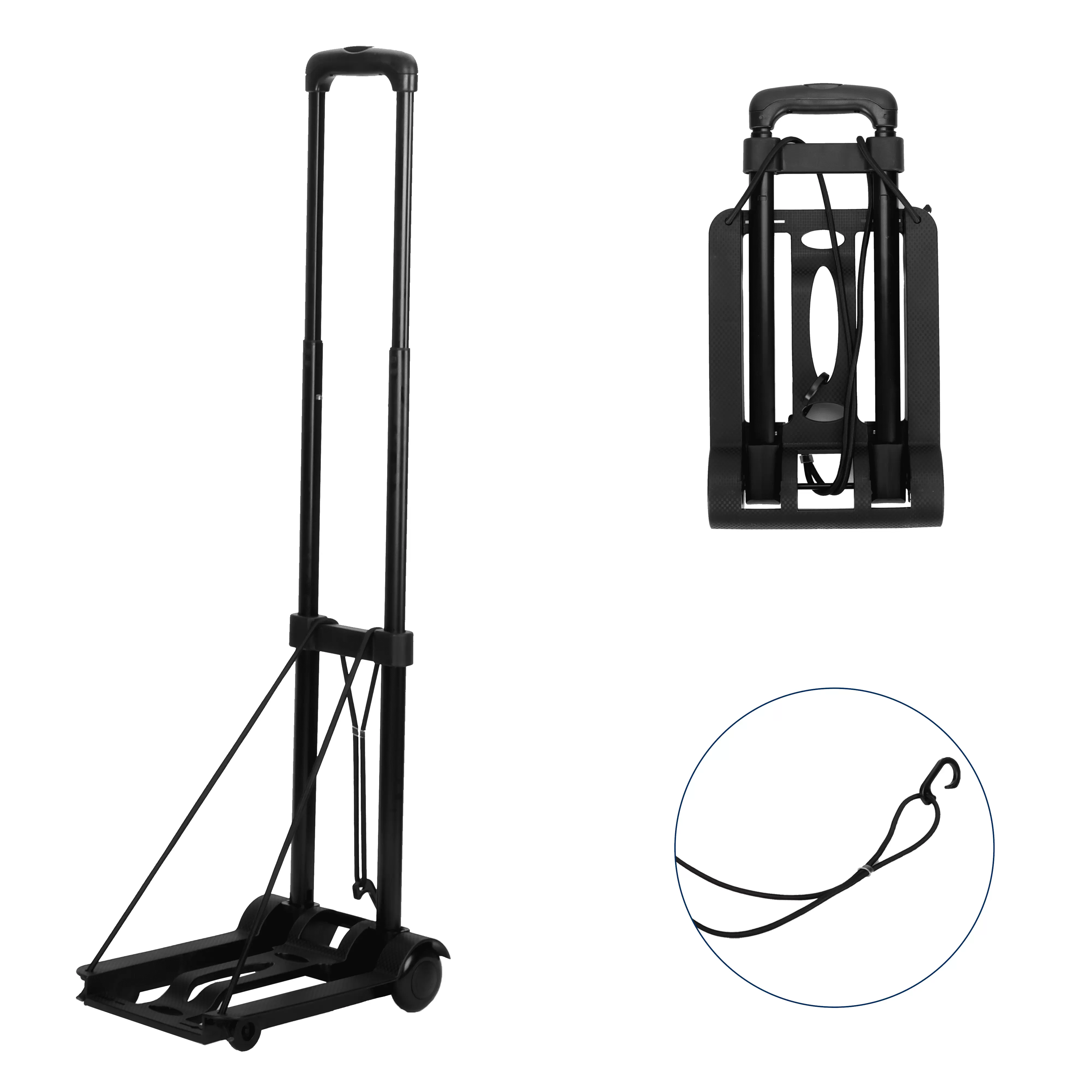 Nisorpa Portable Luggage Cart and Dolly. Folding Hand Truck with Wheels & Rope for Personal. Moving. Travel and Shopping Use. Black