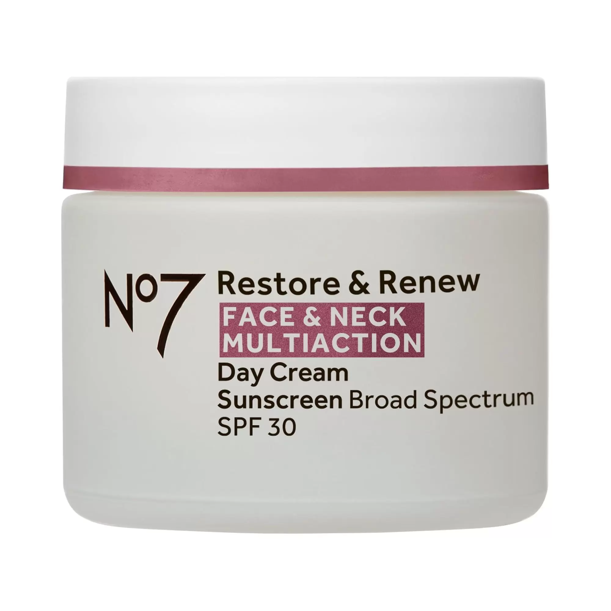 No7 Restore & Renew Multi Action Face & Neck Day Cream with Peptides and Firming Complex. SPF 30. 1.69 oz