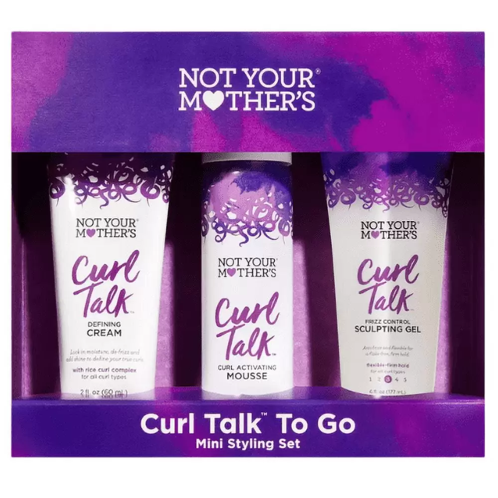 Not Your Mothers Curl Talk To Go Mini Styling SET. Curl Talk Defining Cream. Curl Activating Mousse & Talk Defining Cream.