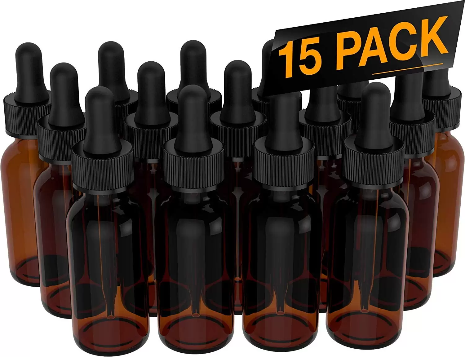 Nylea Essential Oil Roller Bottles - Empty Amber Bottle for Aromatherapy - 15 Pack 30ml