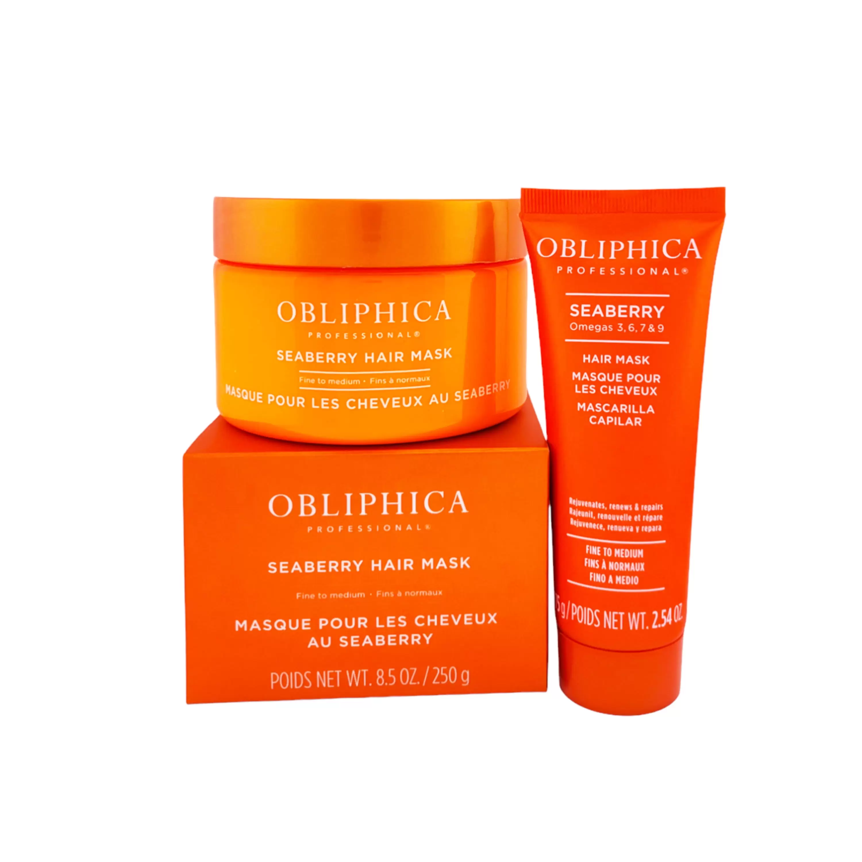 OBLIPHICA Seaberry Hair Mask 8.5oz.(WITH FREE) Travel Hair Mask 2.5oz ($14) Hydrates. Nourishes & Detangles Dry. Damaged .Curly. Bleached. or Frizzy Hair |Intense Softeness & Shine|Cruelty Free