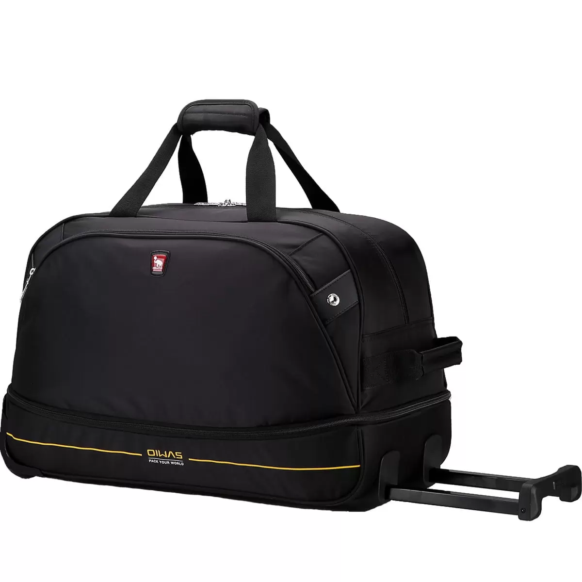 OIWAS Small Rolling Duffle Bag with Wheels 22 Carry-on Luggage Tote Suitcase. Black