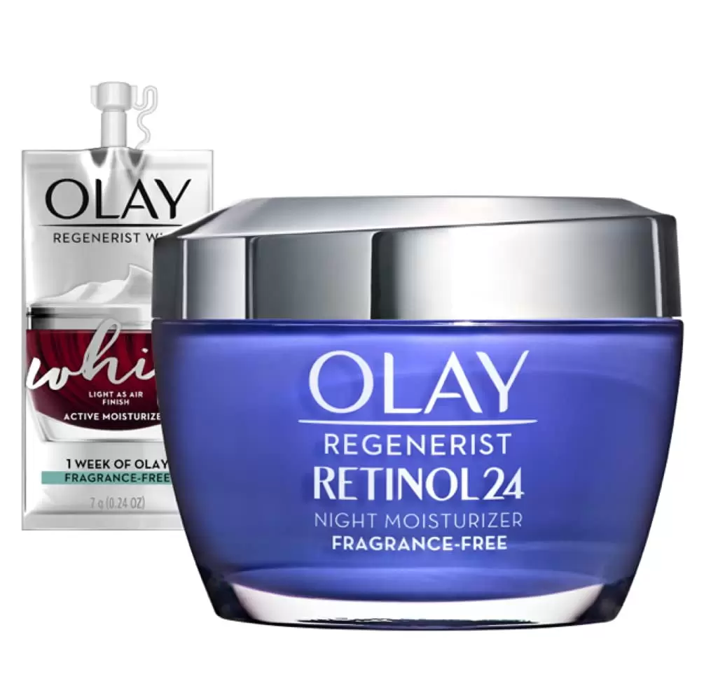 Olay Regenerist Retinol Moisturizer. Retinol 24 Night Face Cream. 1.7 Oz + Whip Face Moisturizer Travel/Trial Size Gift Set