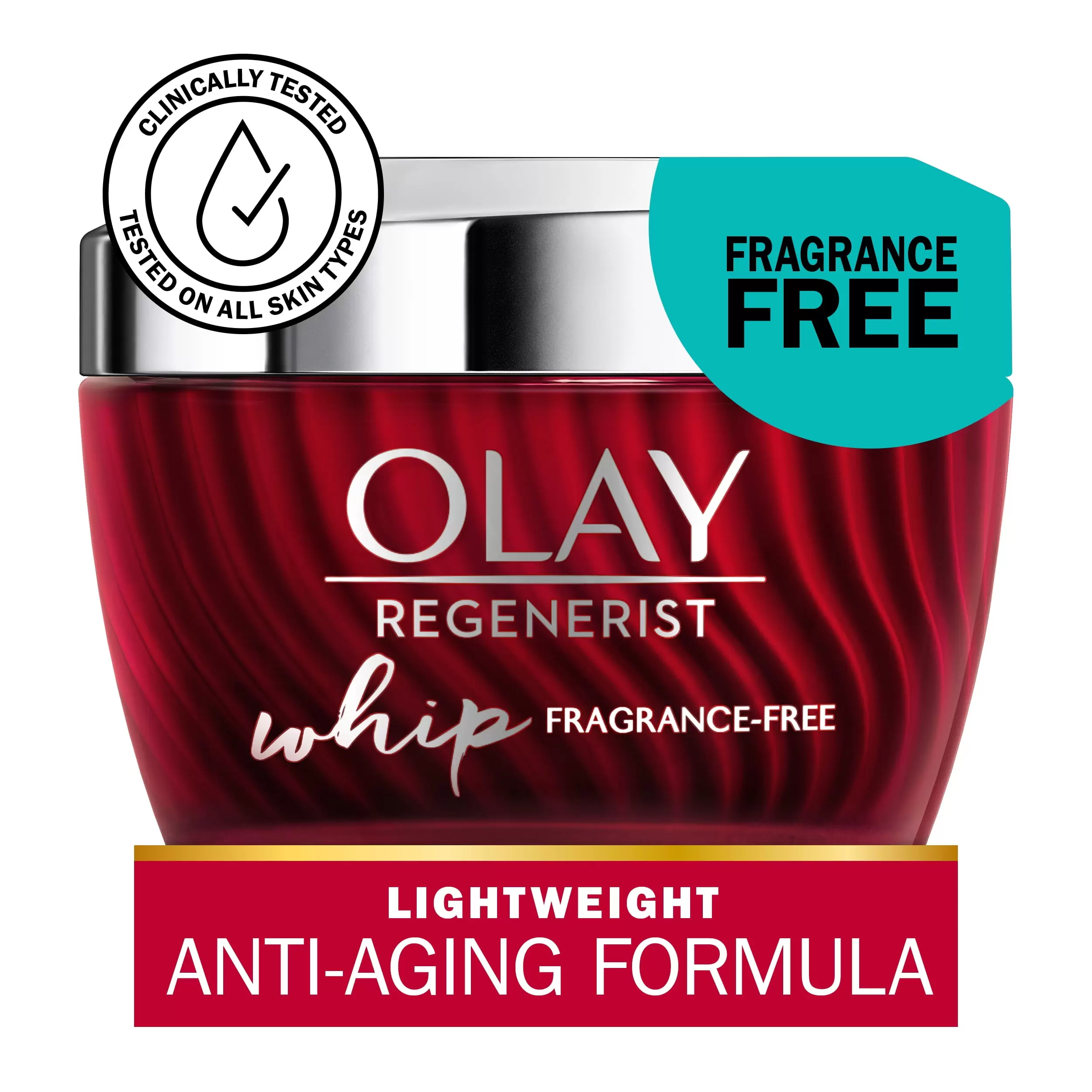 Olay Regenerist Whip Face Moisturizer. Fragrance-Free. Reduces Fine Lines & Wrinkles for All Skin Types. .7 oz