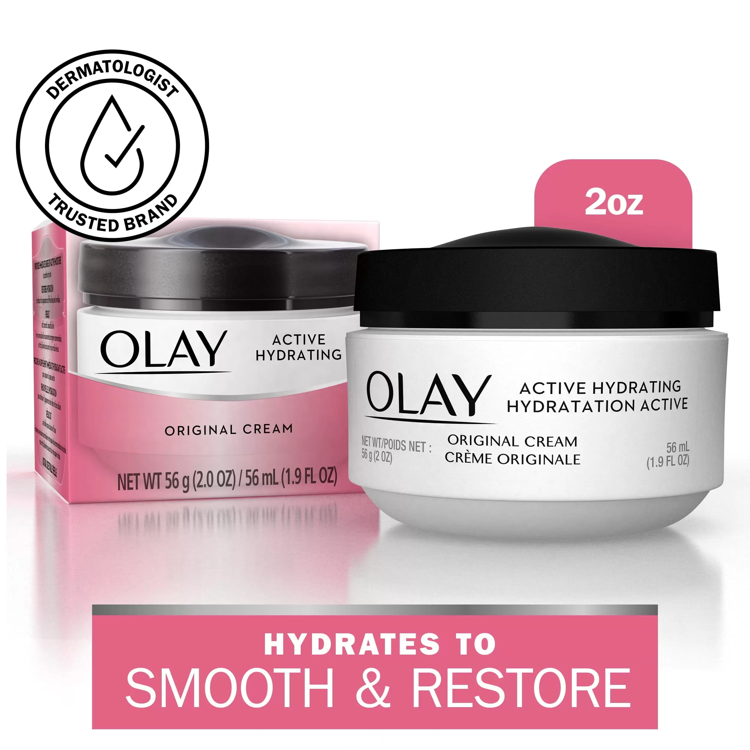 Olay Skincare Active Hydrating Facial Cream. Fights Fine Lines & Wrinkles for Dry Skin. 1.9 fl oz