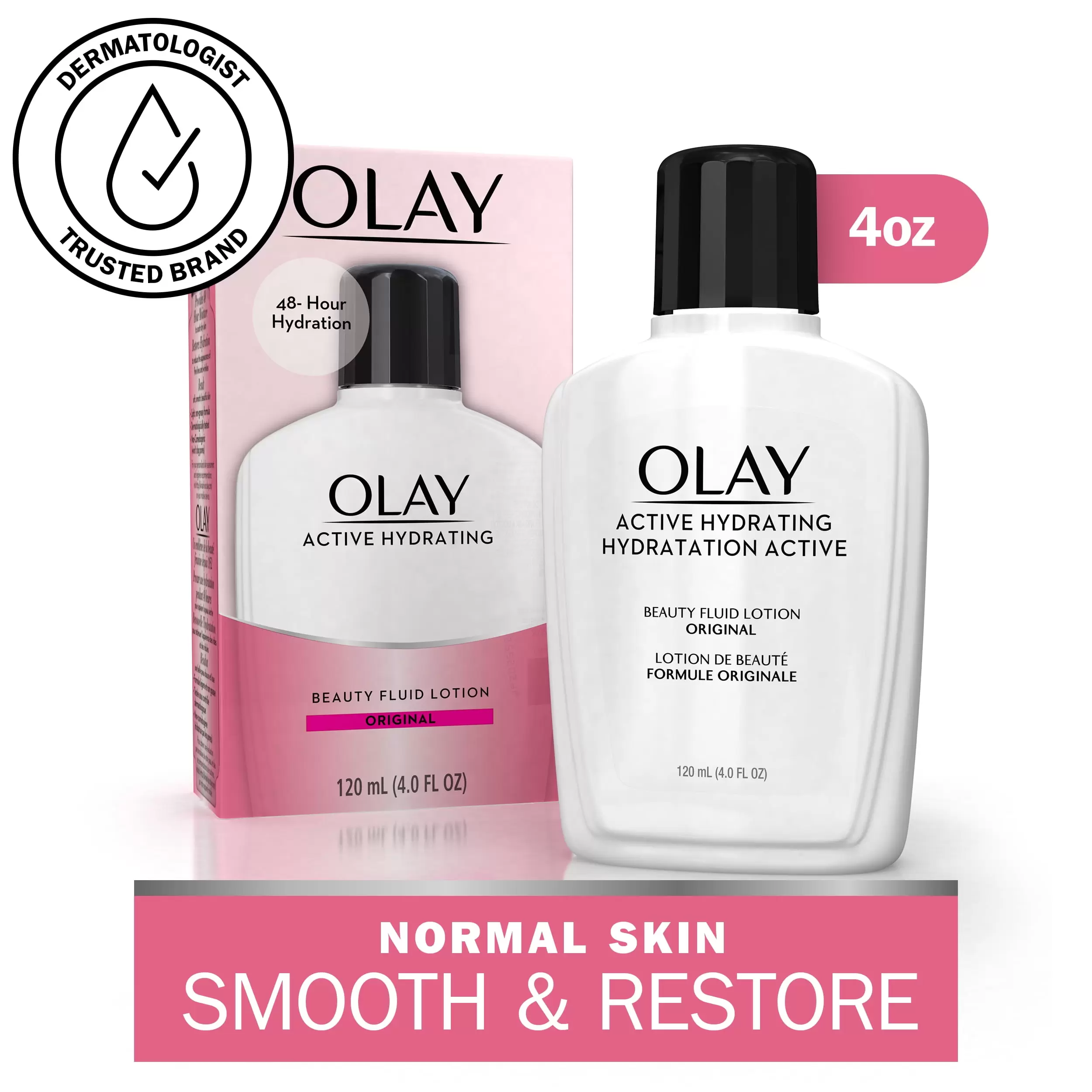 Olay Skincare Active Hydrating Facial Moisturizing Lotion. for Dryness in All Skin Types. 4.0 fl oz