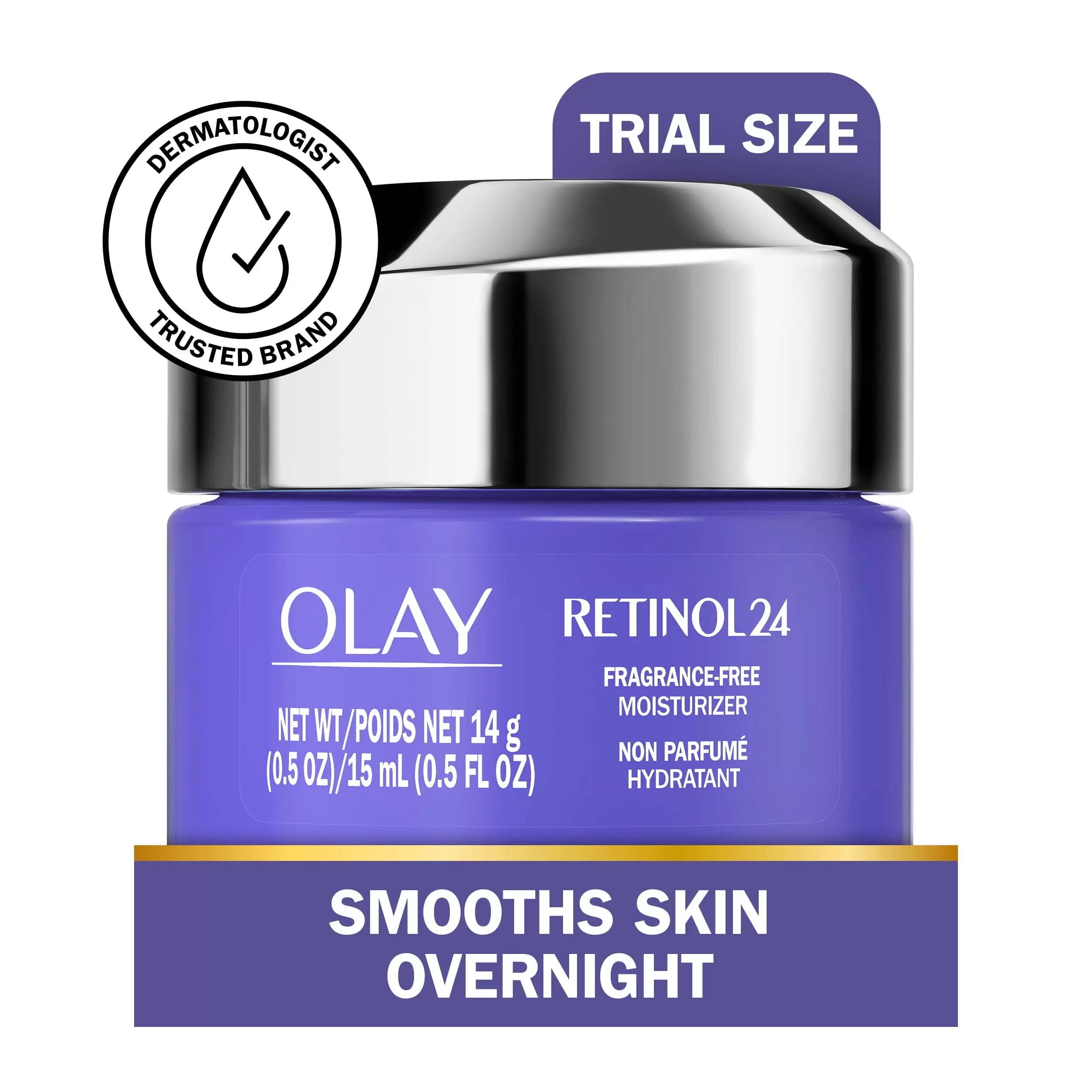 Olay Skincare Regenerist Retinol 24 + Peptide Facial Moisturizer. Fragrance-Free. Trial Size 0.5 oz