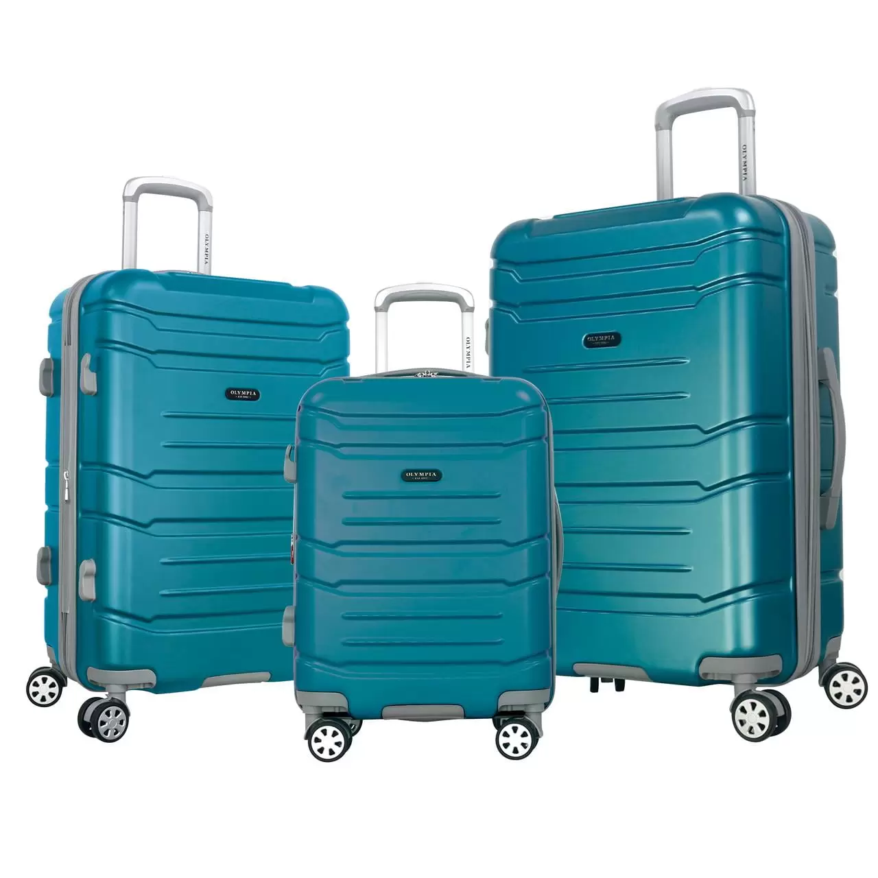 Olympia U.S.A. Denmark 3-Piece Expandable Hardcase Luggage Set with Spinner Wheels. Teal