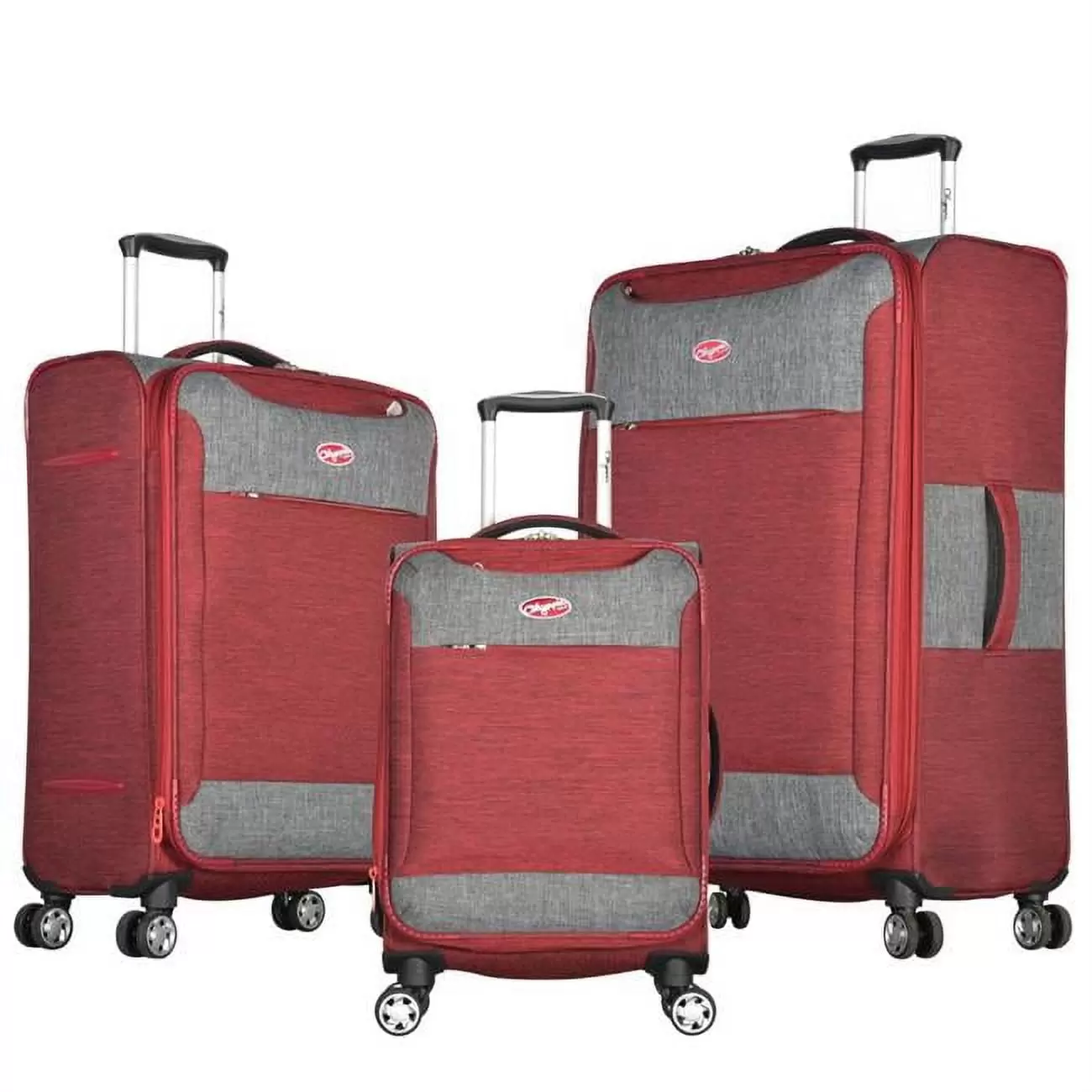 Olympia USA OE-2800-3-RD Denim Expandable Spinner Luggage Set - Red. 3 Piece