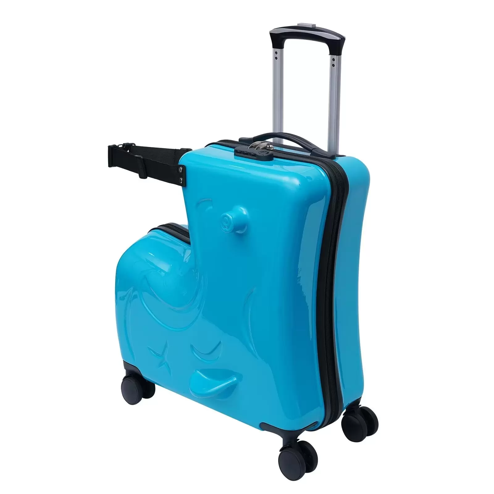 Oukaning 20 hard Luggage Suitcase Trolley Baggage Kids Children Ride-on Travel Case Blue