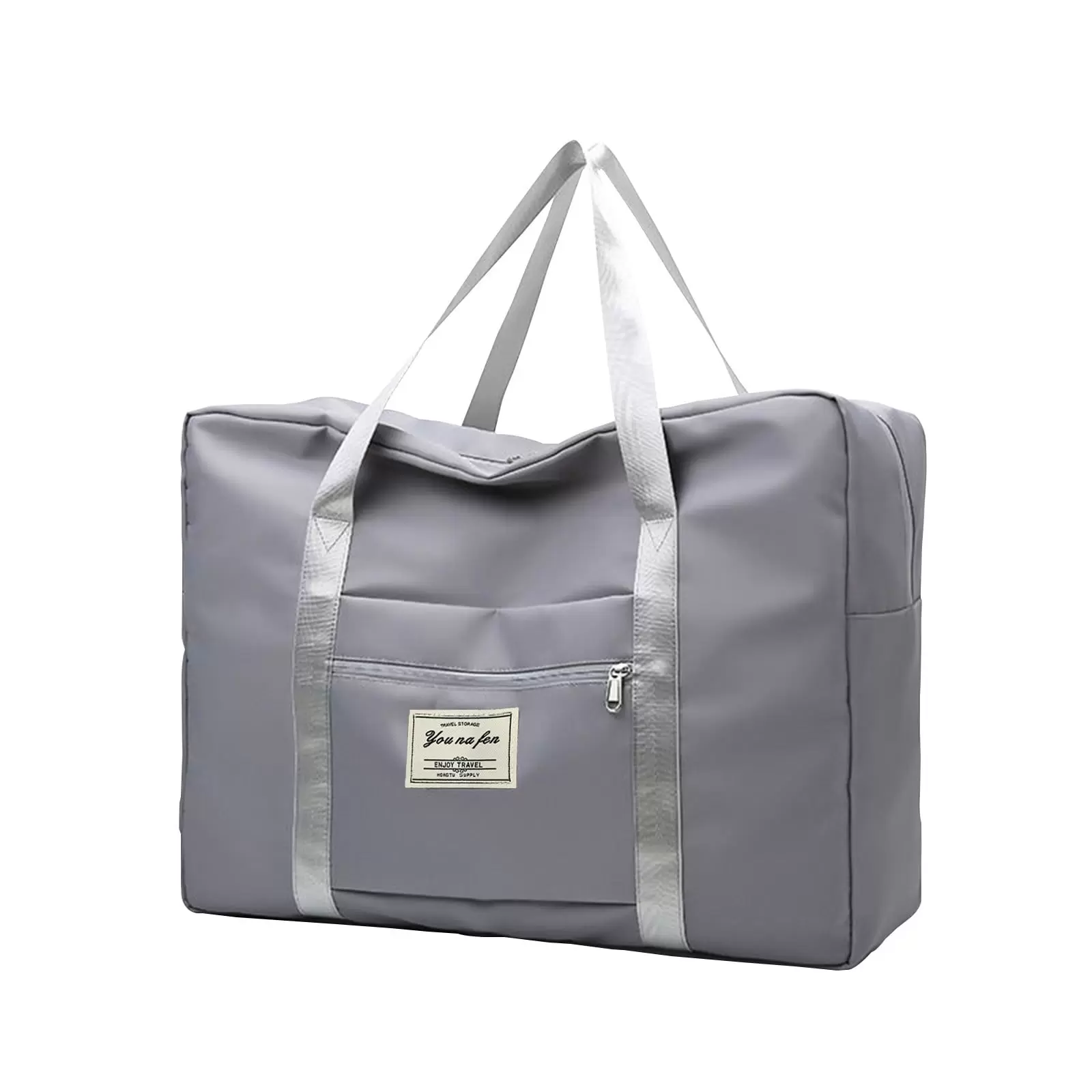 Outoloxit Foldable Travel Duffel Bag Tote Carry On Luggage Sport Duffle Week-ender Overnight for Women and Girls. Gray