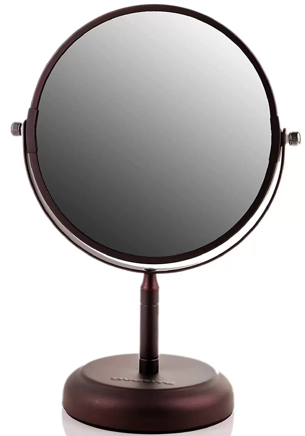 Ovente 7'' Tabletop Vanity Makeup Mirror. 1X & 5X Magnification. Spinning Double Sided Round Magnifier. Ideal for Dressers. Vanity. Office & Bathroom. Antique Bronze MNLDT70ABZ1X5X