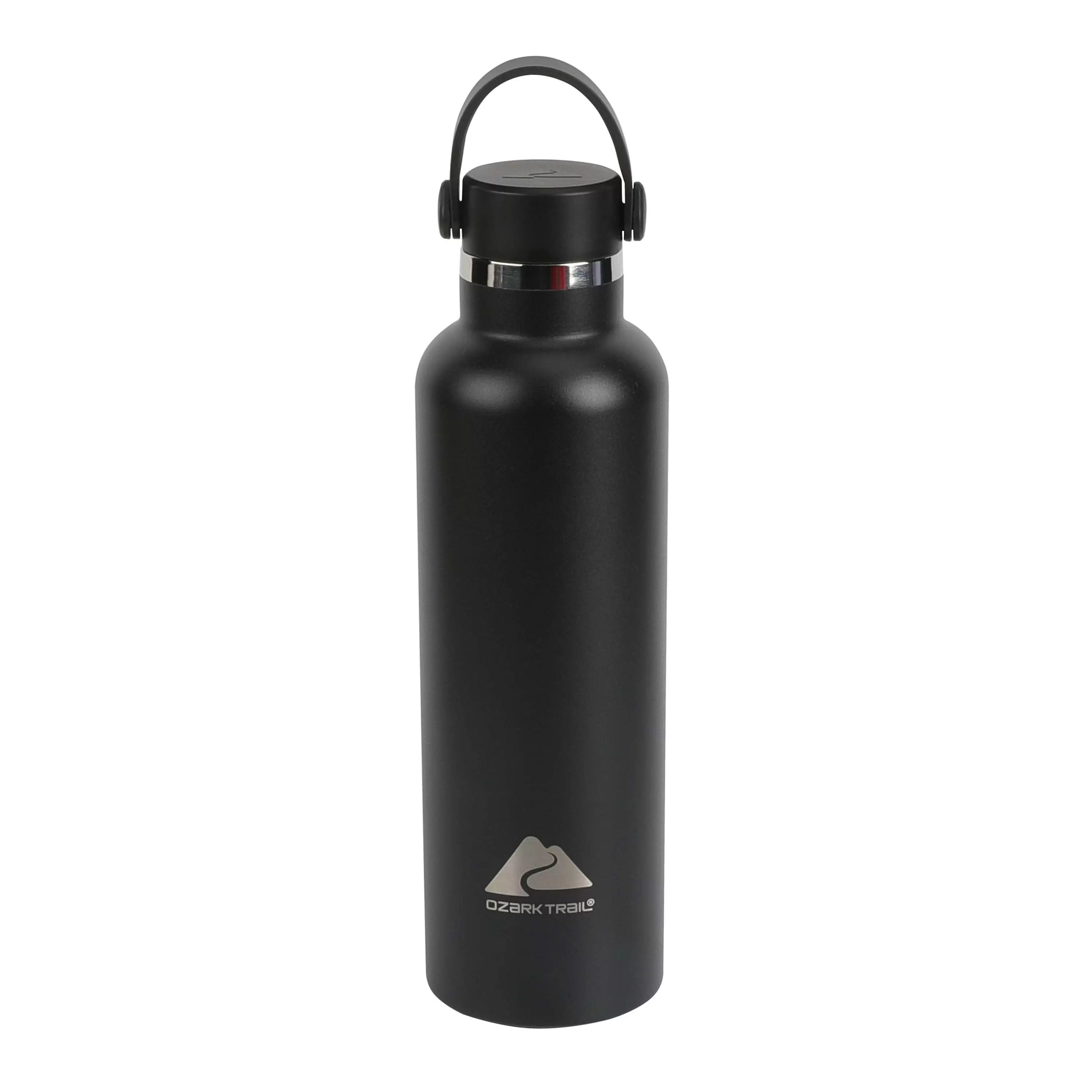 Ozark Trail 24 fl oz Black Insulated Stainless Steel Water Bottle. Twist Cap with Loop Handle