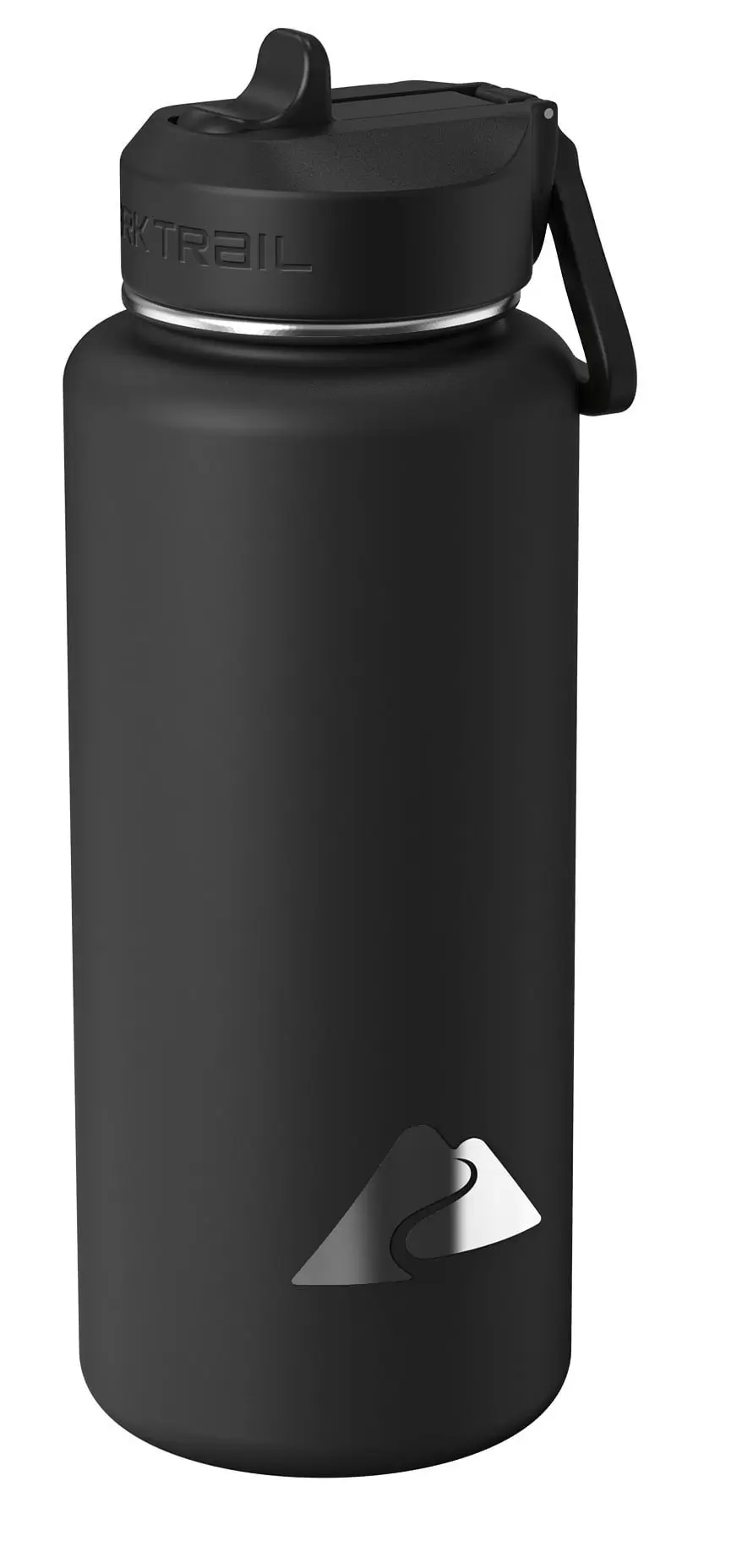 Ozark Trail 32 fl oz Black Insulated Stainless Steel Wide Mouth Water Bottle. Loop Handle. Flip Lid