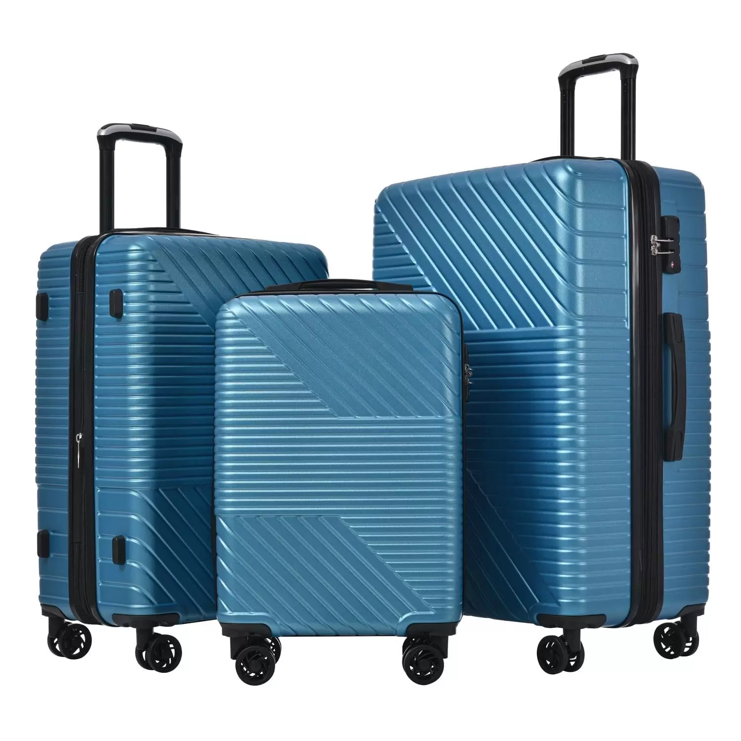 PAPROOS 3 PCS Luggage Set. Lightweight Carry on Hardside Suitcases Set. 20in 24in 28in Expandable Suitcase with Spinner Wheel and TSA Lock. Hardshell Luggage Set for Travel. Blue