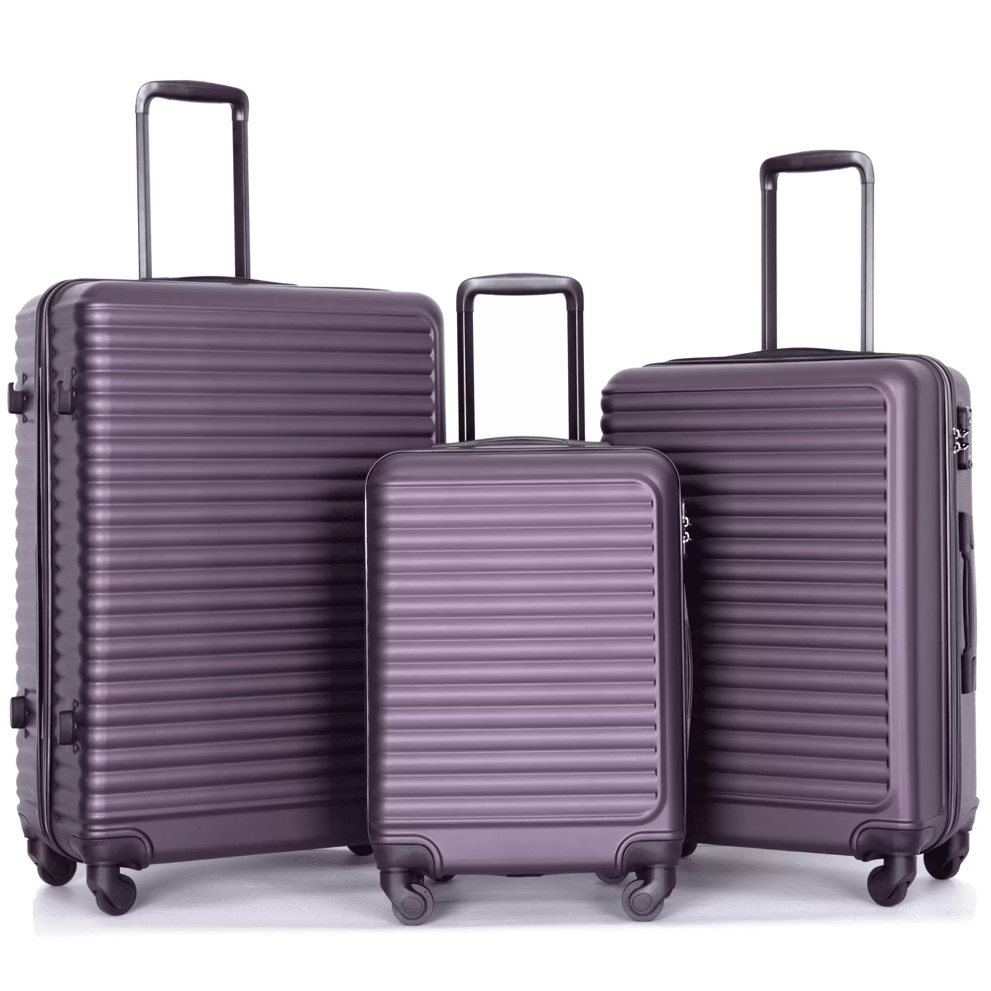 PAPROOS Travel Luggage Set of 3. Lightweight Hardside Suitcase with Spinner Wheels and TSA Lock. Fashion Hardcase Luggage Sets for Women Men. Carry on Luggage Set for Business Trip. Purple