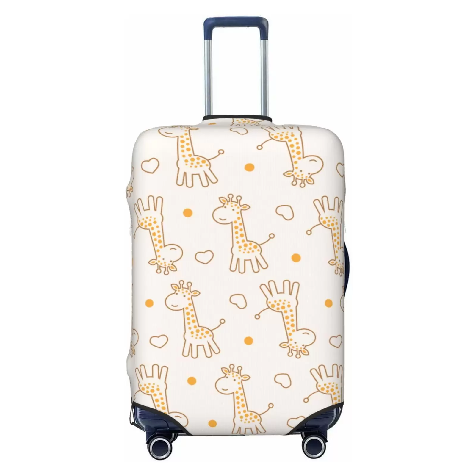 PAYOHTO Highly Elastic Spandex Suitcase Cover Luggage Cover Small Fits 18 to 21 Inch Cute Cartoon Giraffe Heart Beige