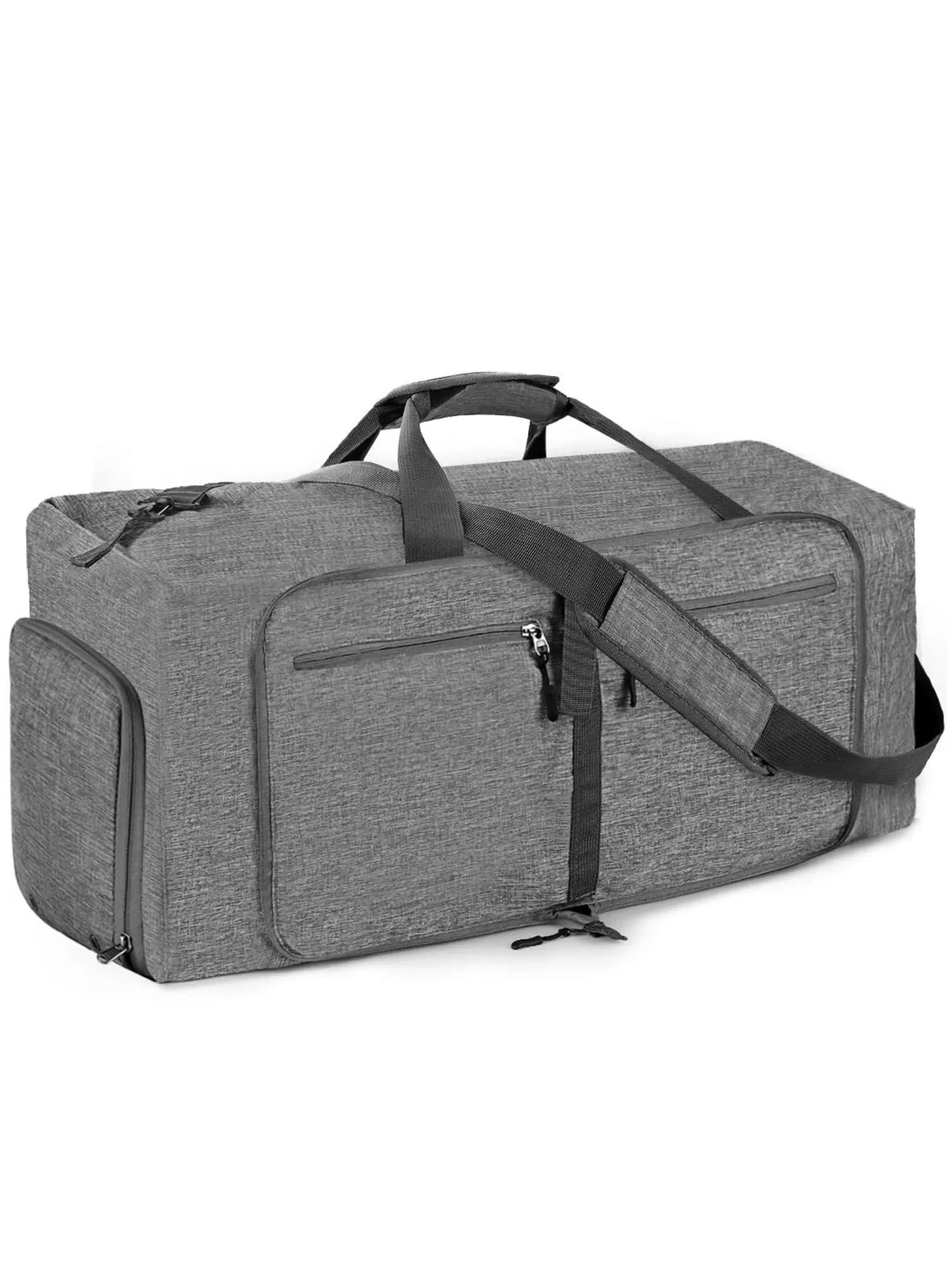 PULLIMORE Travel Duffle Bag for Women Men - 85L Foldable Duffel Bag with Shoes Compartment .Overnight Bags Waterproof & Tear Resistant (Gray)