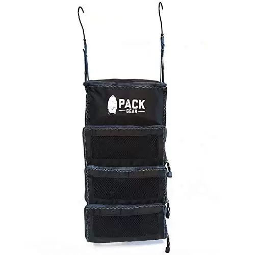 Pack Gear Hanging Suitcase Organizer. Travel Essential Foldable Packing Cubes. Pack Large or Carry On Luggage. Shelf Clothing Organizer for Closet (Black)