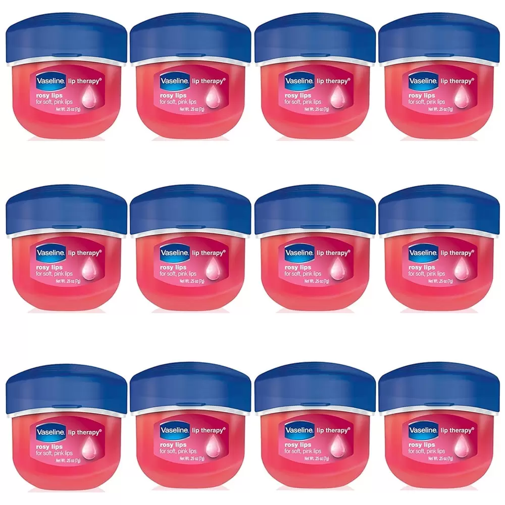 Pack of (12) Vaseline Lip Therapy Lip Balm Mini. Rosy. 0.25 oz