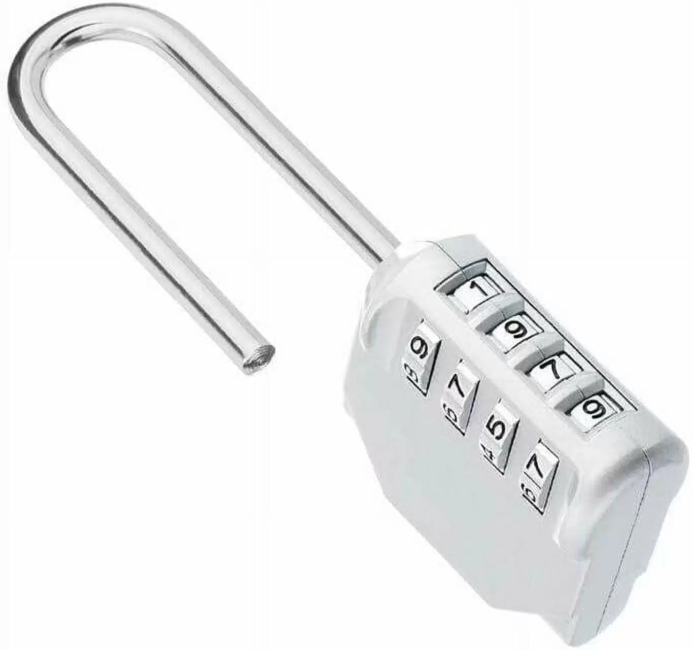 Padlock.Combination Locks. 4 Digit Number Combination Padlock Long Shackle Padlock Outdoor Lock Suitcase Luggage Coded Lock(Color:Silver) (Color : Black)