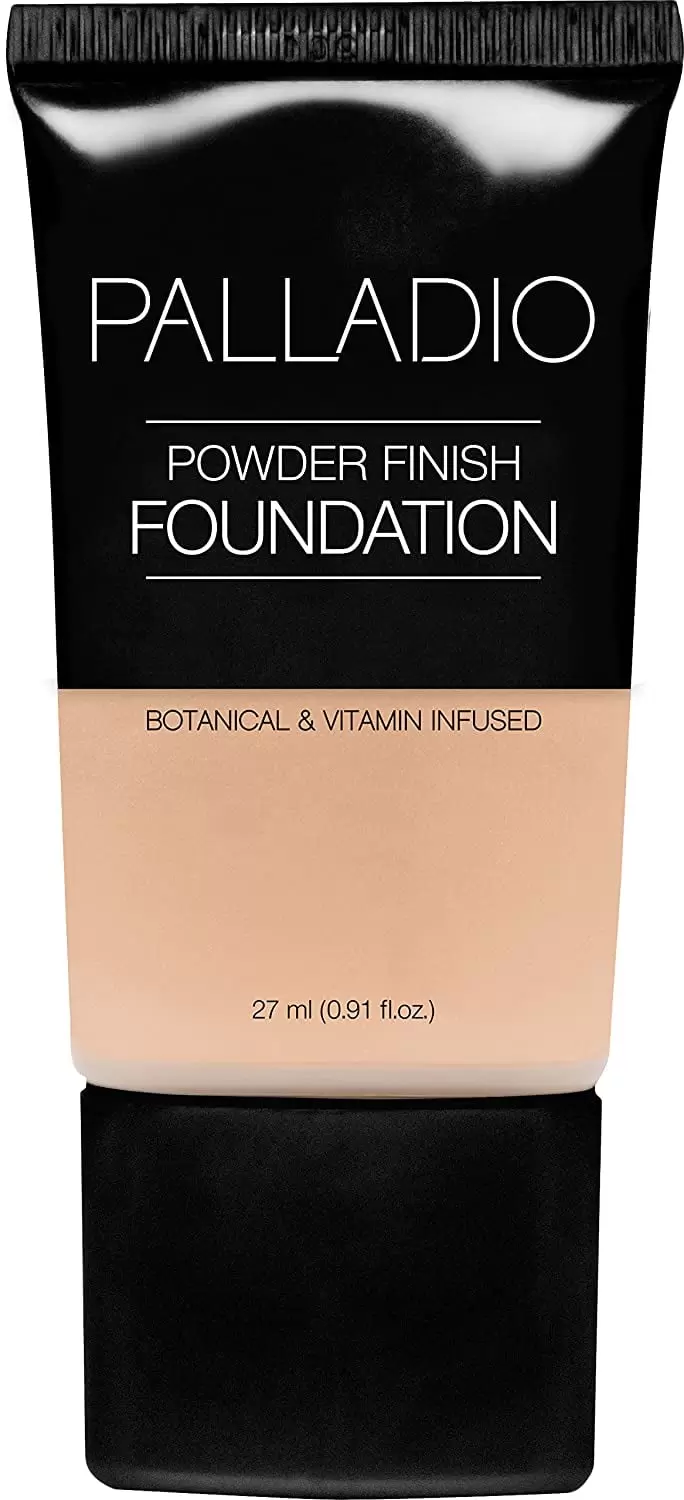 Palladio Powder Finish Liquid Foundation. Natural Matte Appearance. Reduces Fine Lines. Covers Large Pores. Hides Imperfections. All Day Wear. Sheer to Medium Coverage. Ivory