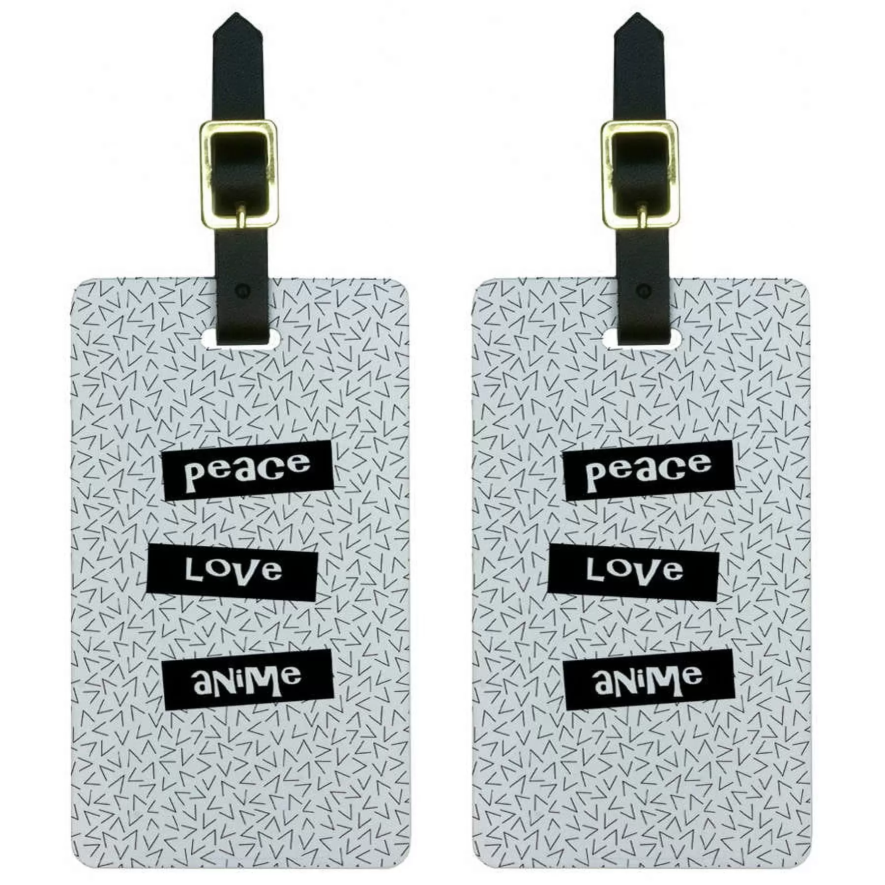 Peace Love Anime Luggage Tags Suitcase Carry-On ID. Set of 2