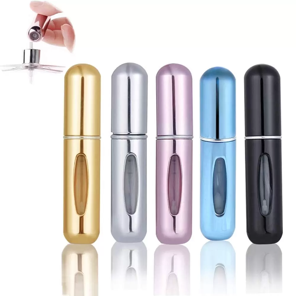 Perfume Atomiser. Portable Pocket Spray Bottles. Refillable Perfume Bottles for Air Travel or Night Out Pack of 5 5-ml