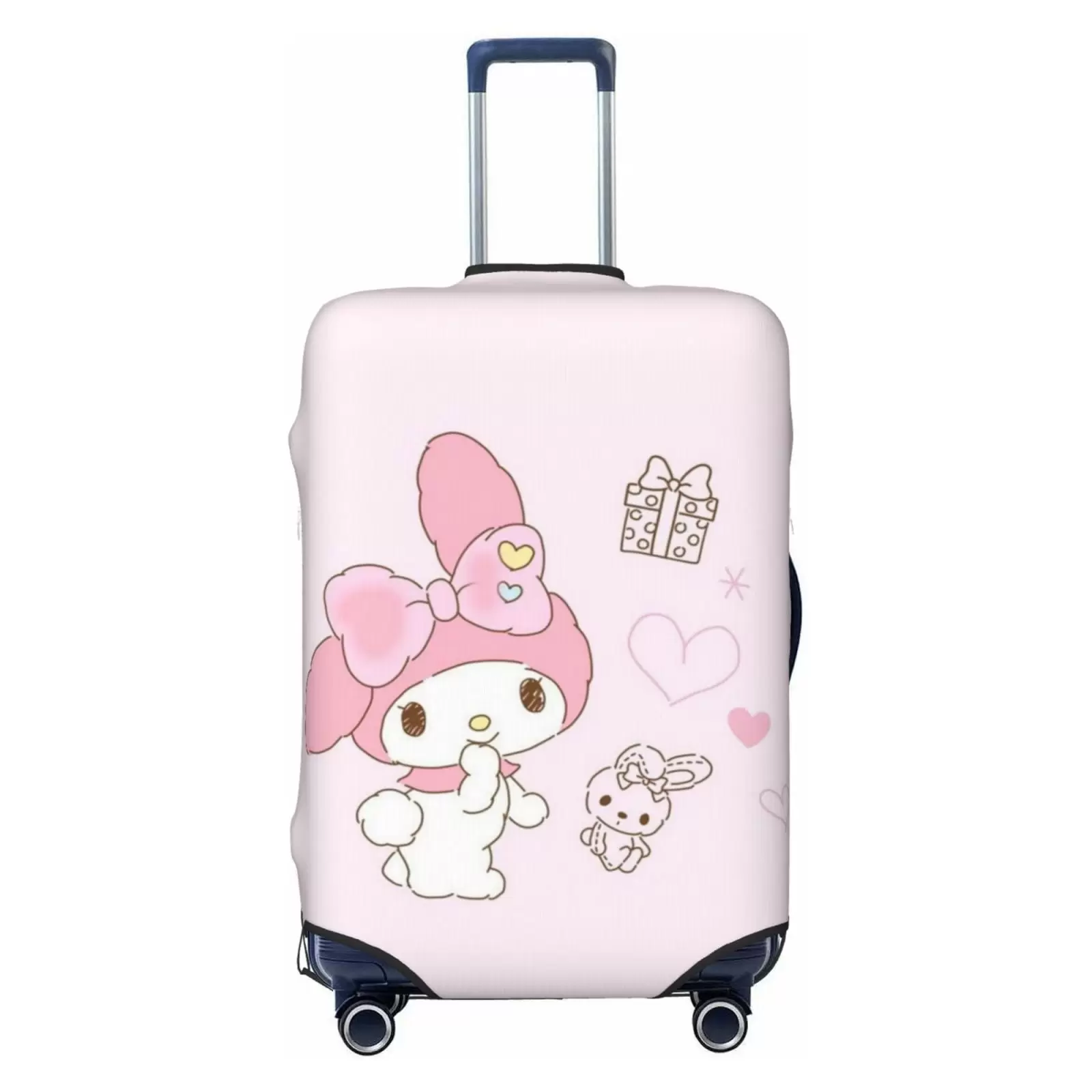 Pink My Melody Protective Suitcase Cover Elastic Travel Luggage Cover Organizers Fits Small