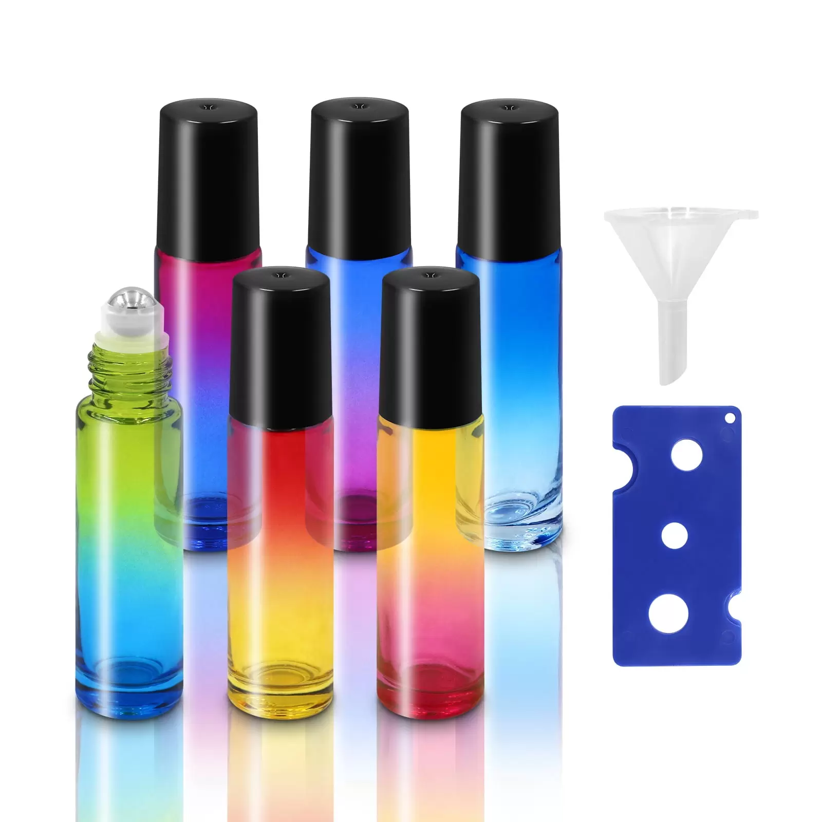 Pinkiou Essential Oils Roller Ball Bottles Refillable 6pcs Empty Glass Roll on Bottles with Stainless Steel Ball for Essential Oils. Aromatherapy. Fragrance(10ml)