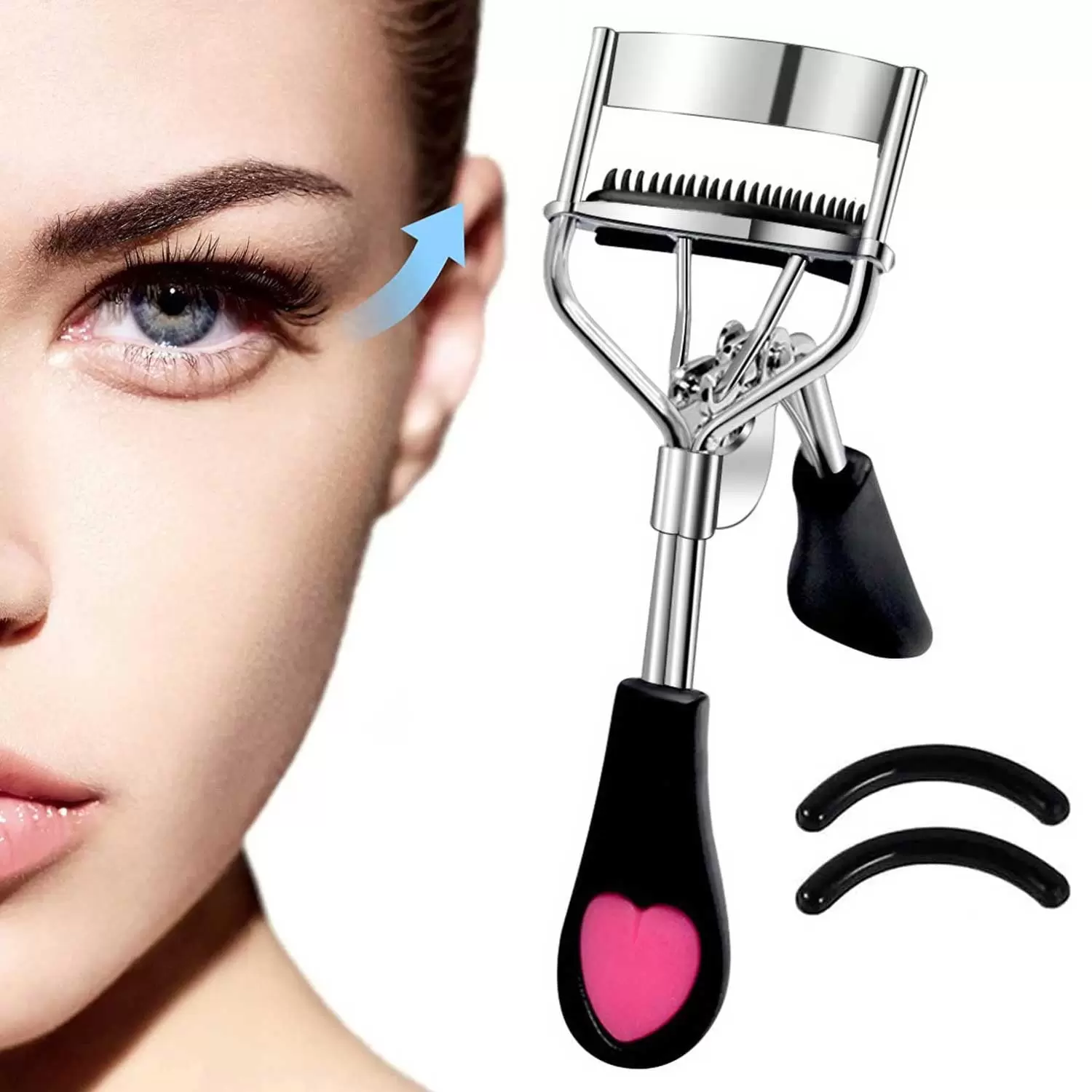 Pinkiou Eyelash Curler with Brush Mascara Eyelash Curler with Built in Comb Accessory Best Professional Tool for Lashes Curls for Daily Makeup