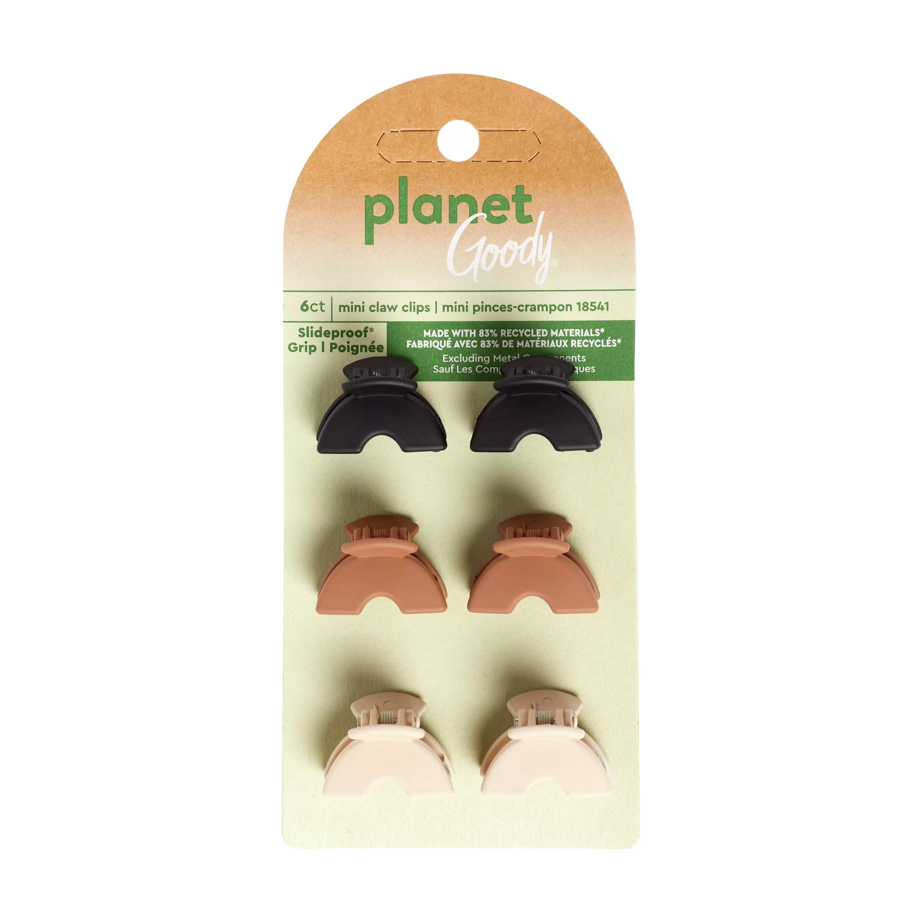 Planet Goody Slideproof? Mini Recycled Claw Clips 6Ct Neutral