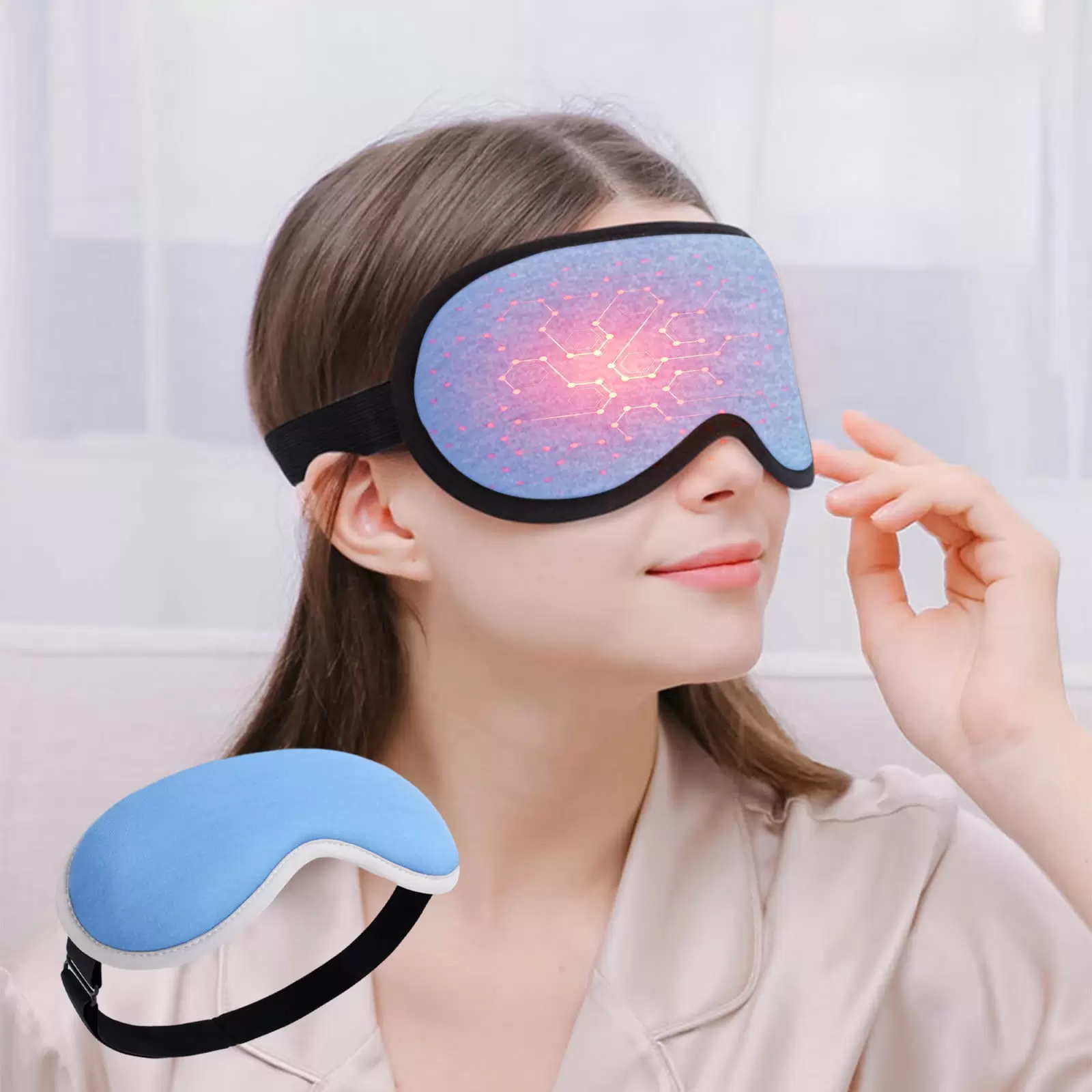 Portable Cold and Hot USB Heated Steam Eye Mask + Reusable Ice Gels for Sleeping. Eye Puffiness. Dry Eye. Tired Eyes. and Eye Bag with Time and Temperature Control. Best Birthday Gift