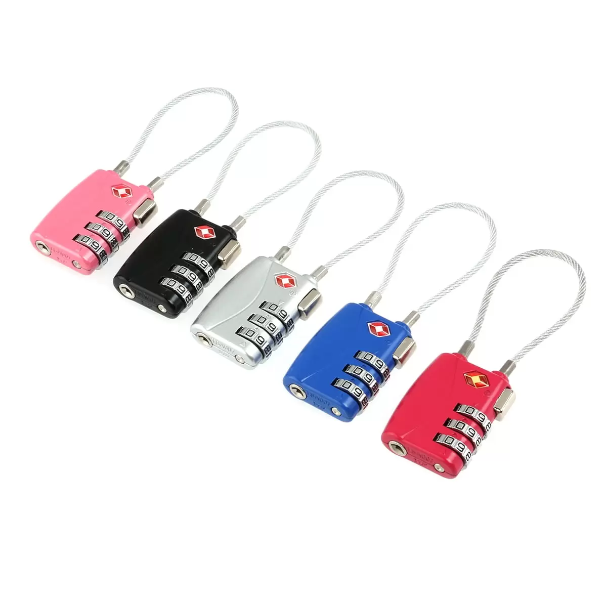 Portable TSA Approved Security Cable Luggage Lock 3-Digit Combination Password Lock Padlock (Pink)