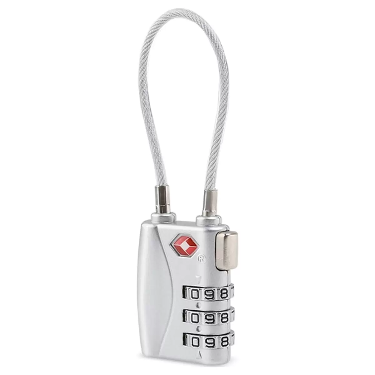 Portable TSA Approved Security Cable Luggage Lock 3-Digit Combination Password Lock Padlock (Silver)