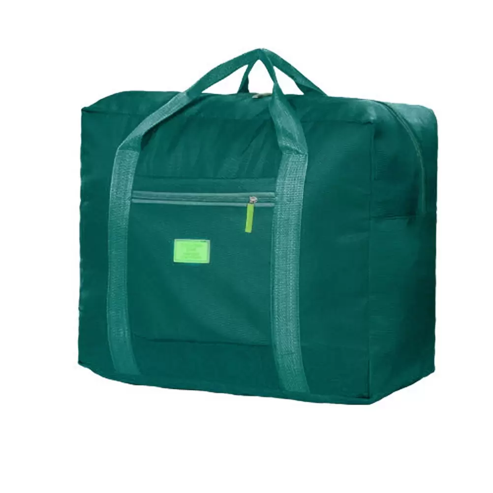 Portable Travel Bag Large Capacity Lightweight Tote Bag Foldable Zipper Luggage Bag (Lake Green)