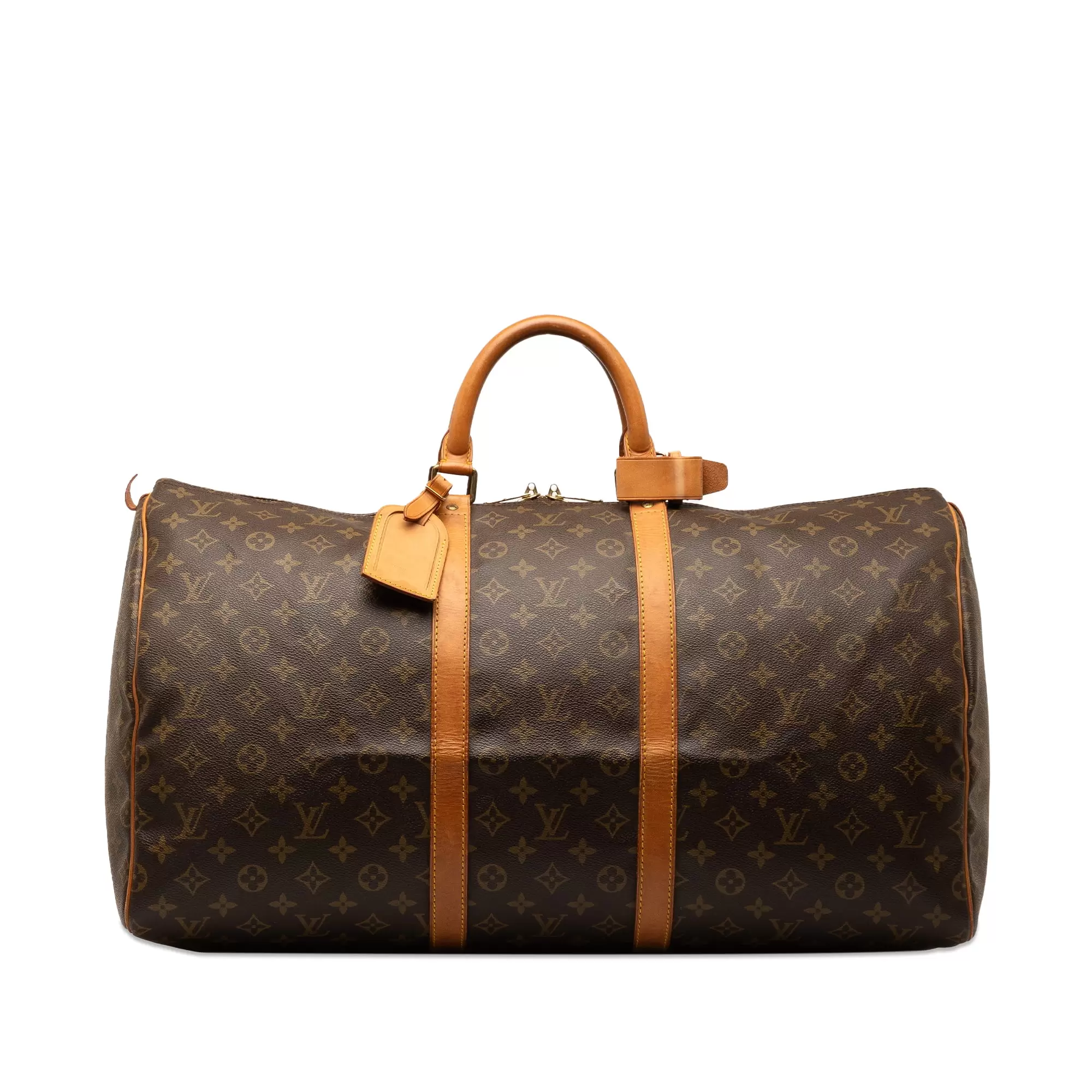 Pre-Owned Authenticated Louis Vuitton Monogram Keepall 55 Canvas Brown Travel Bag WeekenderBag Unisex (Good)