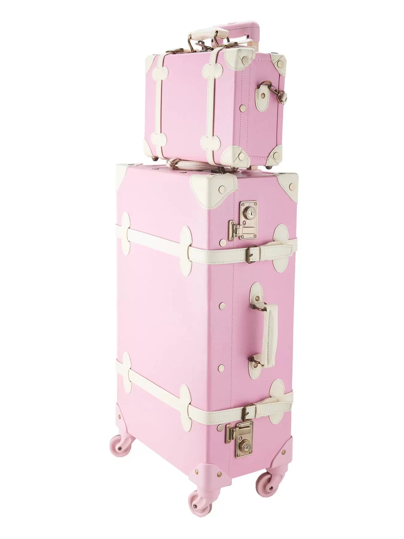 Premium PU Vintage Classic Old-Fashioned Trolley Suitcase and Hand Bag Set with TSA Locks Essential Luggage Choice